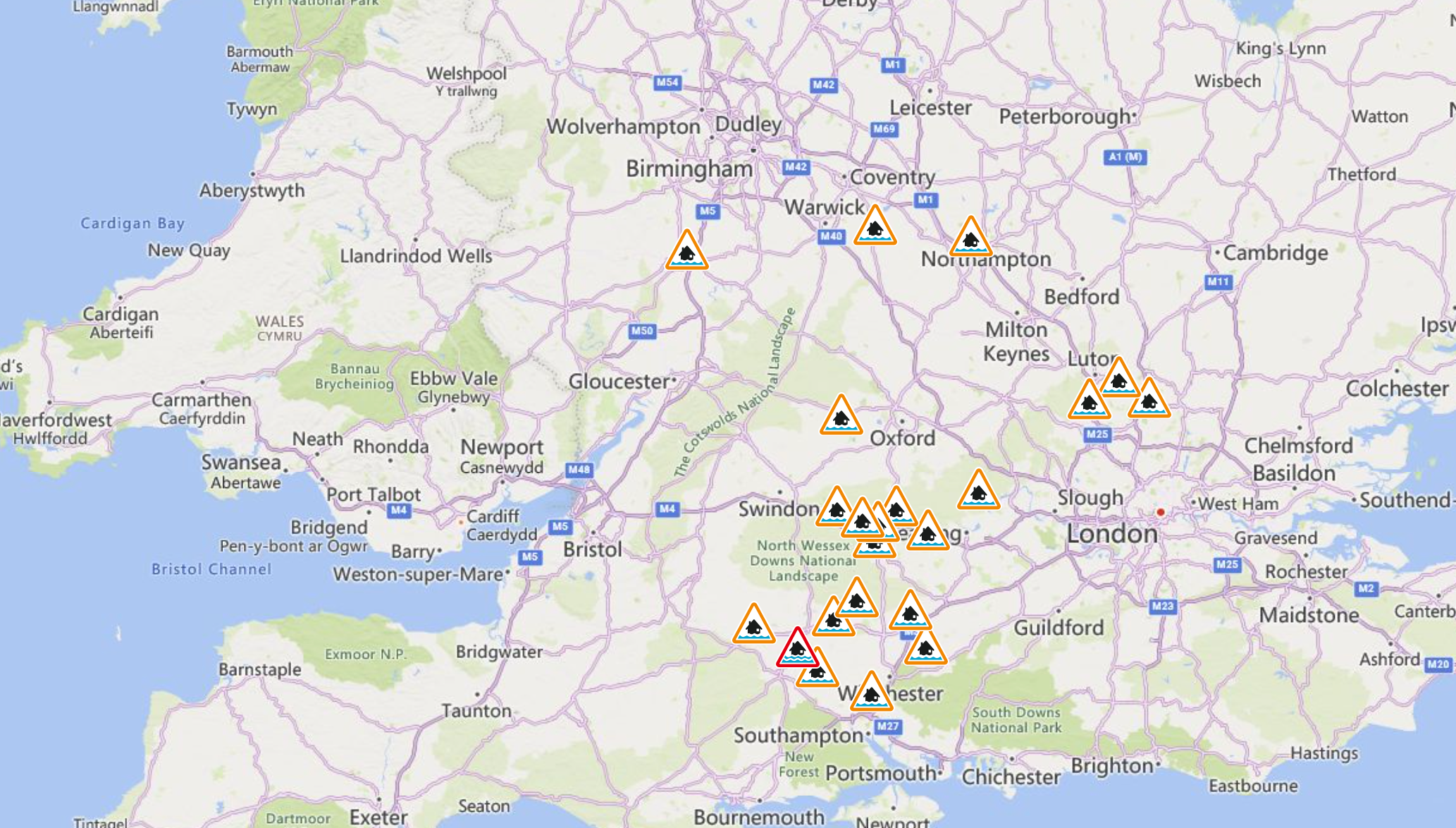 Twenty-one flood alerts are in place