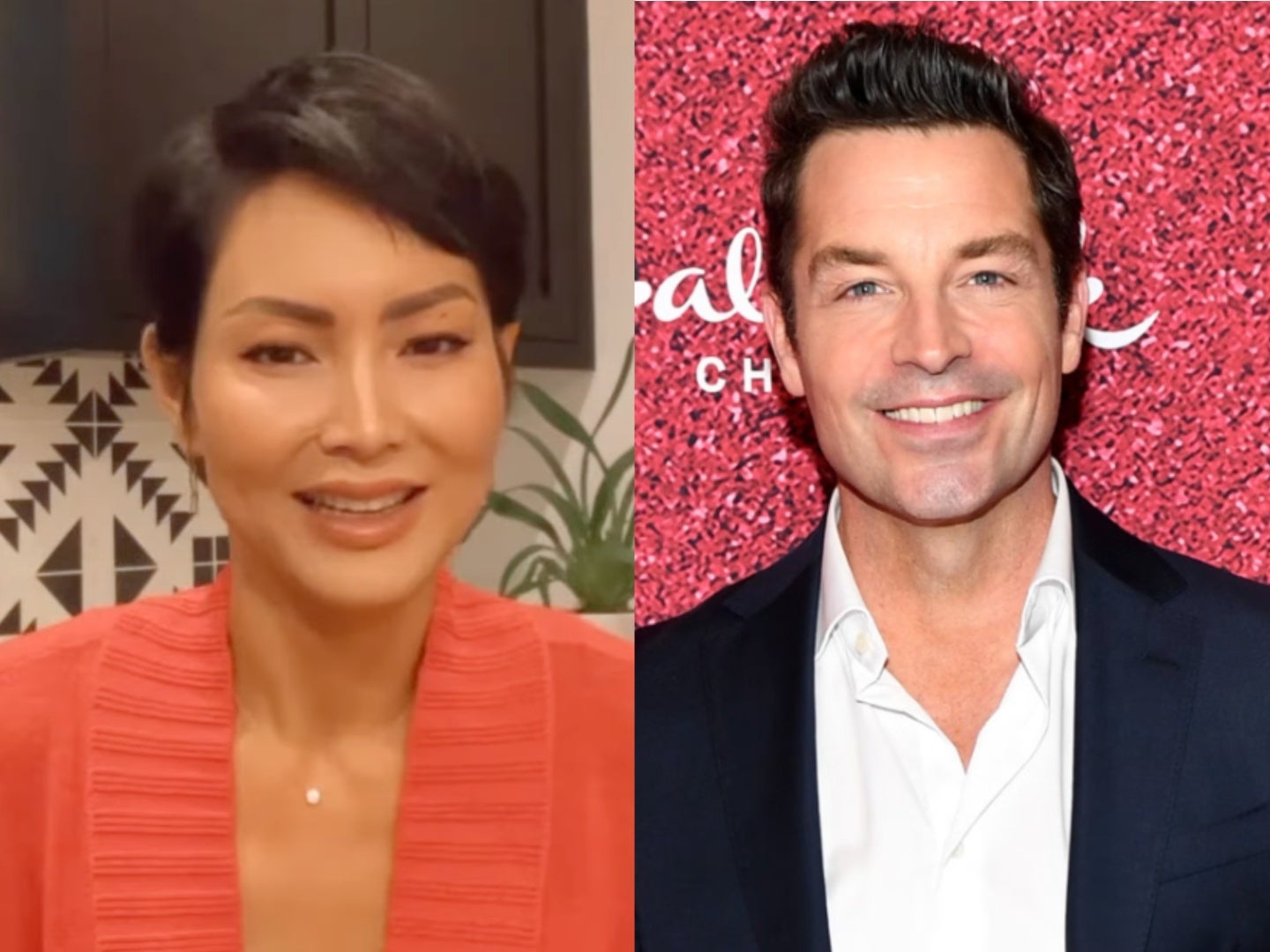 In a heartbreaking Instagram post, the beloved Hallmark star revealed that his wife Camilla Row, pictured left, had died