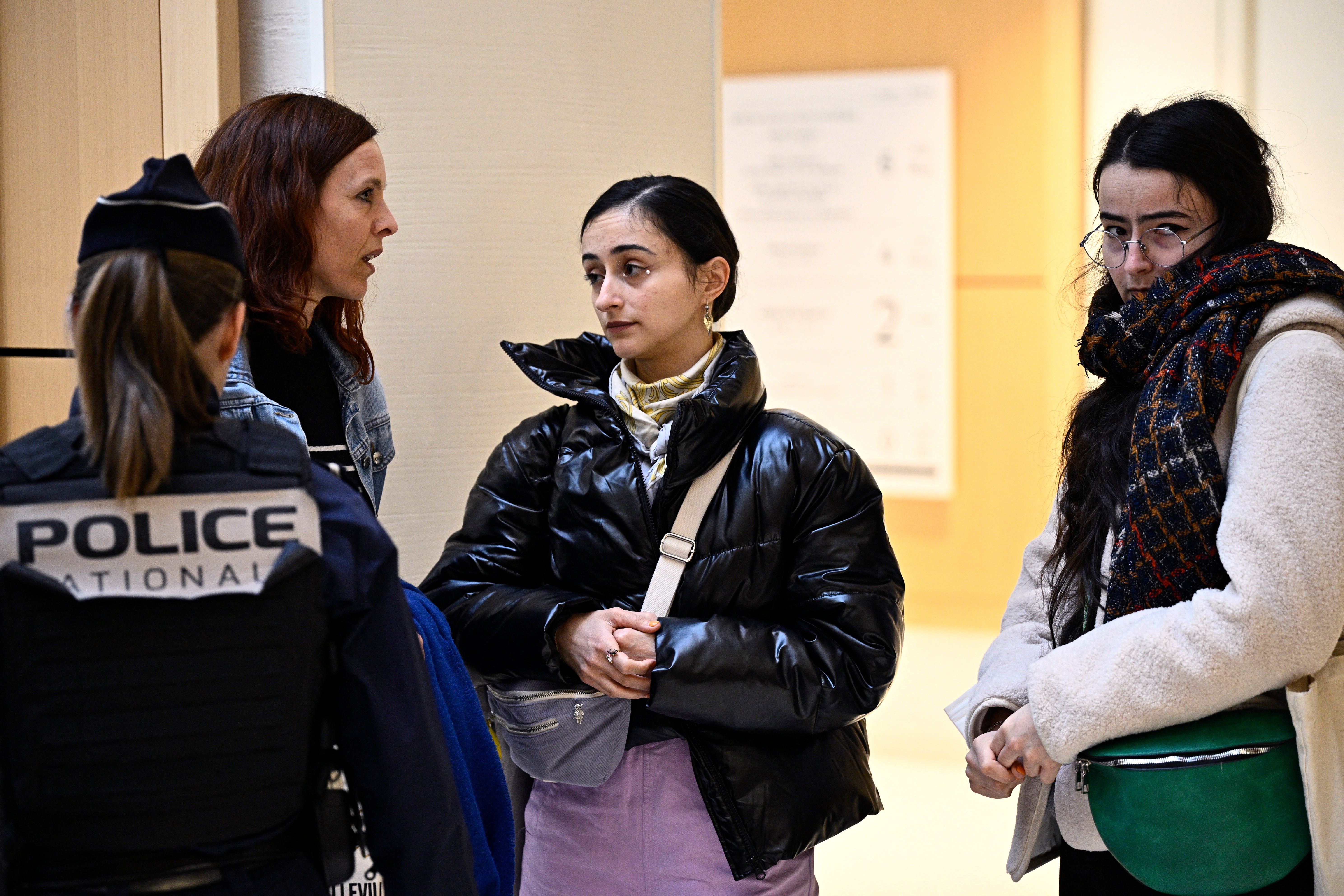 Charlotte Arnould, centre, at Depardieu’s sexual assault trial