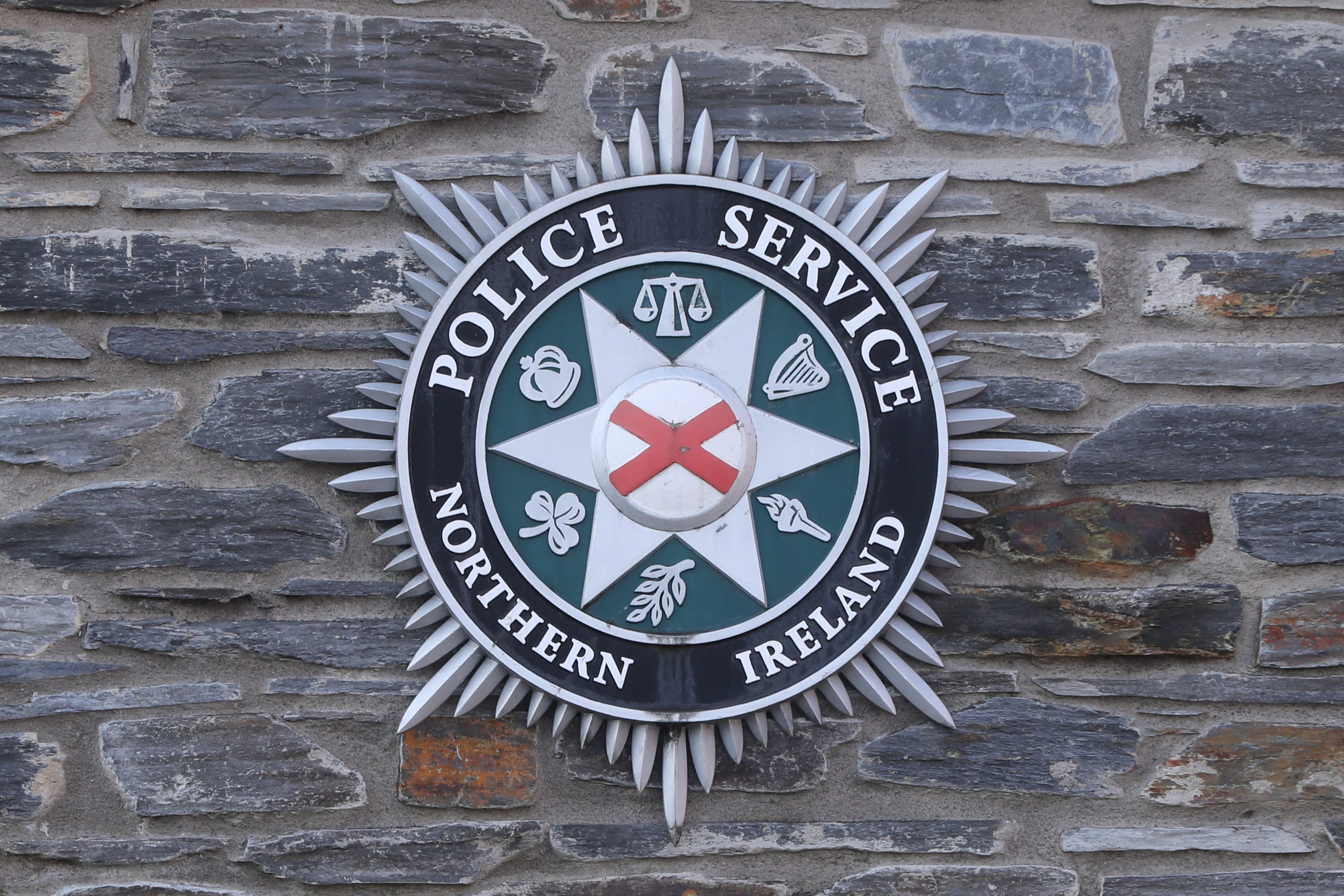 A Police Service of Northern Ireland (PSNI) logo badge in Londonderry City in Northern Ireland (PA)