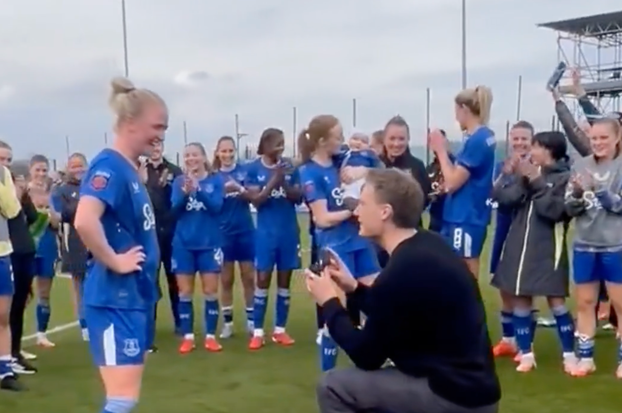 Everton forward proposed to on pitch after year-long pregnancy break