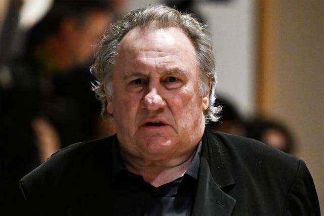 <p>French actor Gerard Depardieu leaves during a suspension of a hearing on Monday as part of his trial in which he is accused of sexually abusing two women</p>