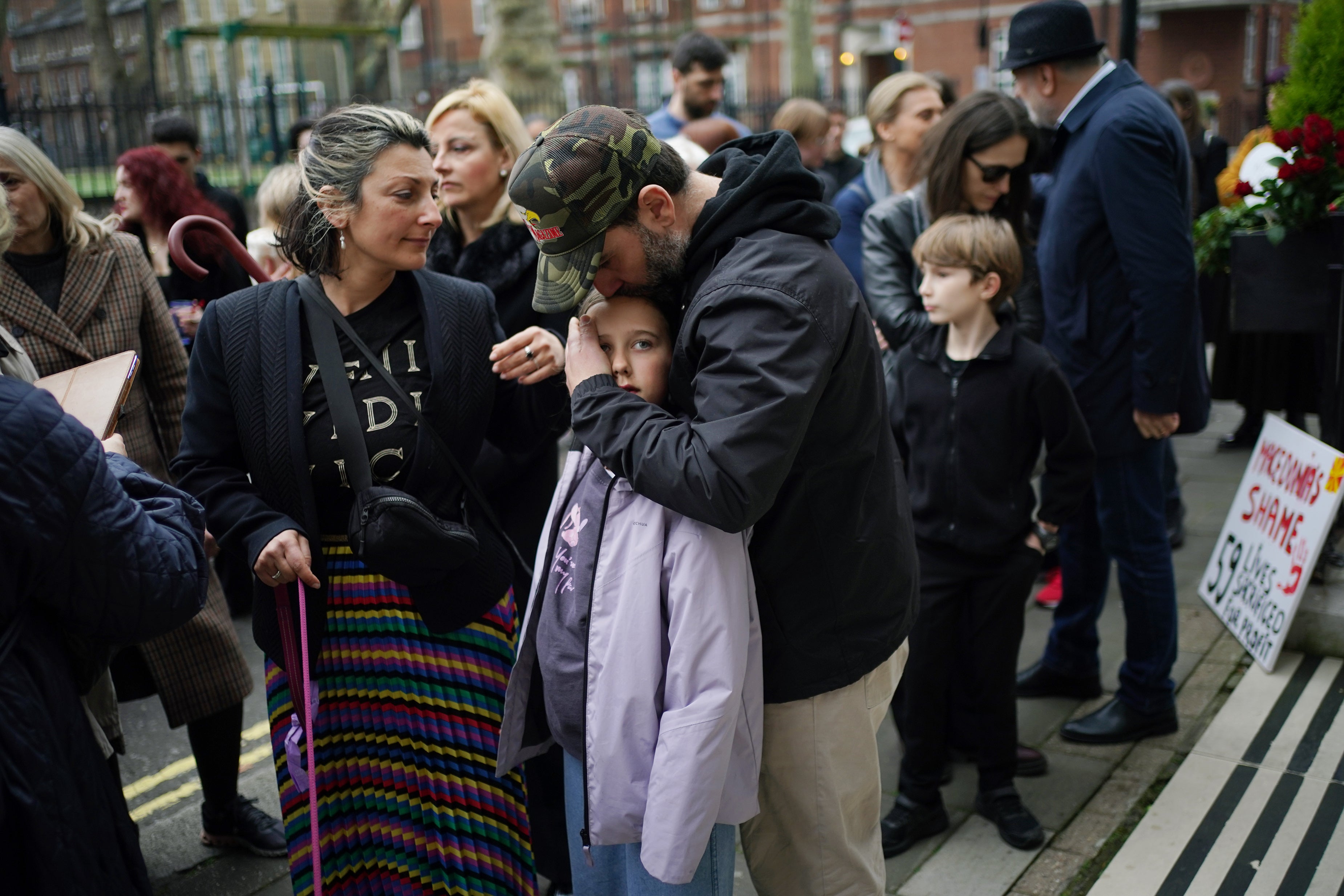 People took part in a vigil outside the North Macedonia Embassy in London for victims of the North Macedonia nightclub fire in the eastern town of Kocani (Yui Mok/PA)
