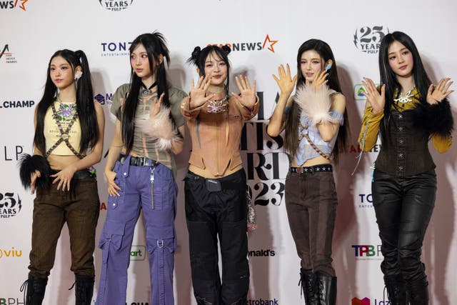 <p>Minji, Hanni, Danielle, Haerin and Hyein of girl group NewJeans</p>