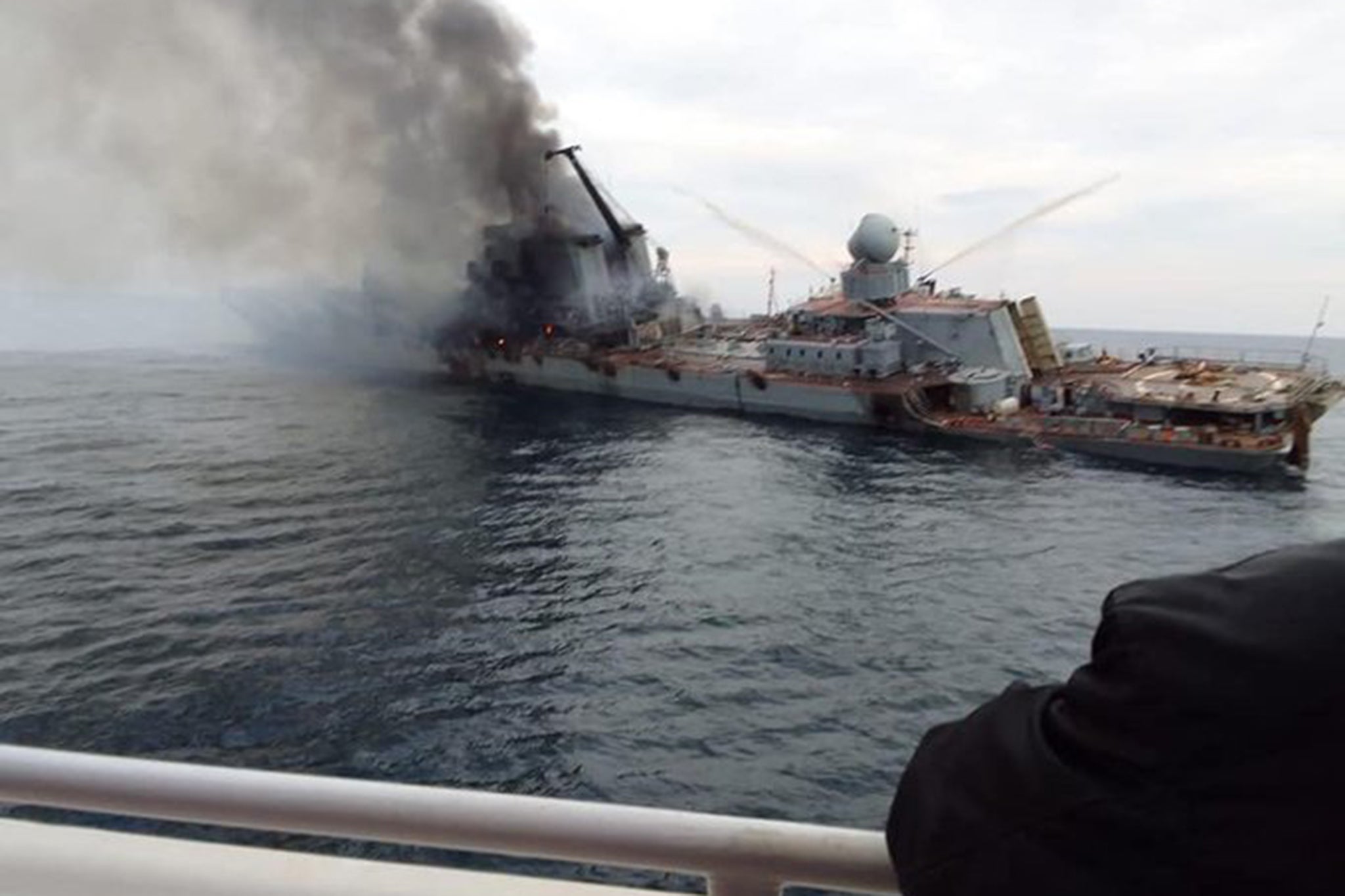Damage to a Russian warship in the Black Sea