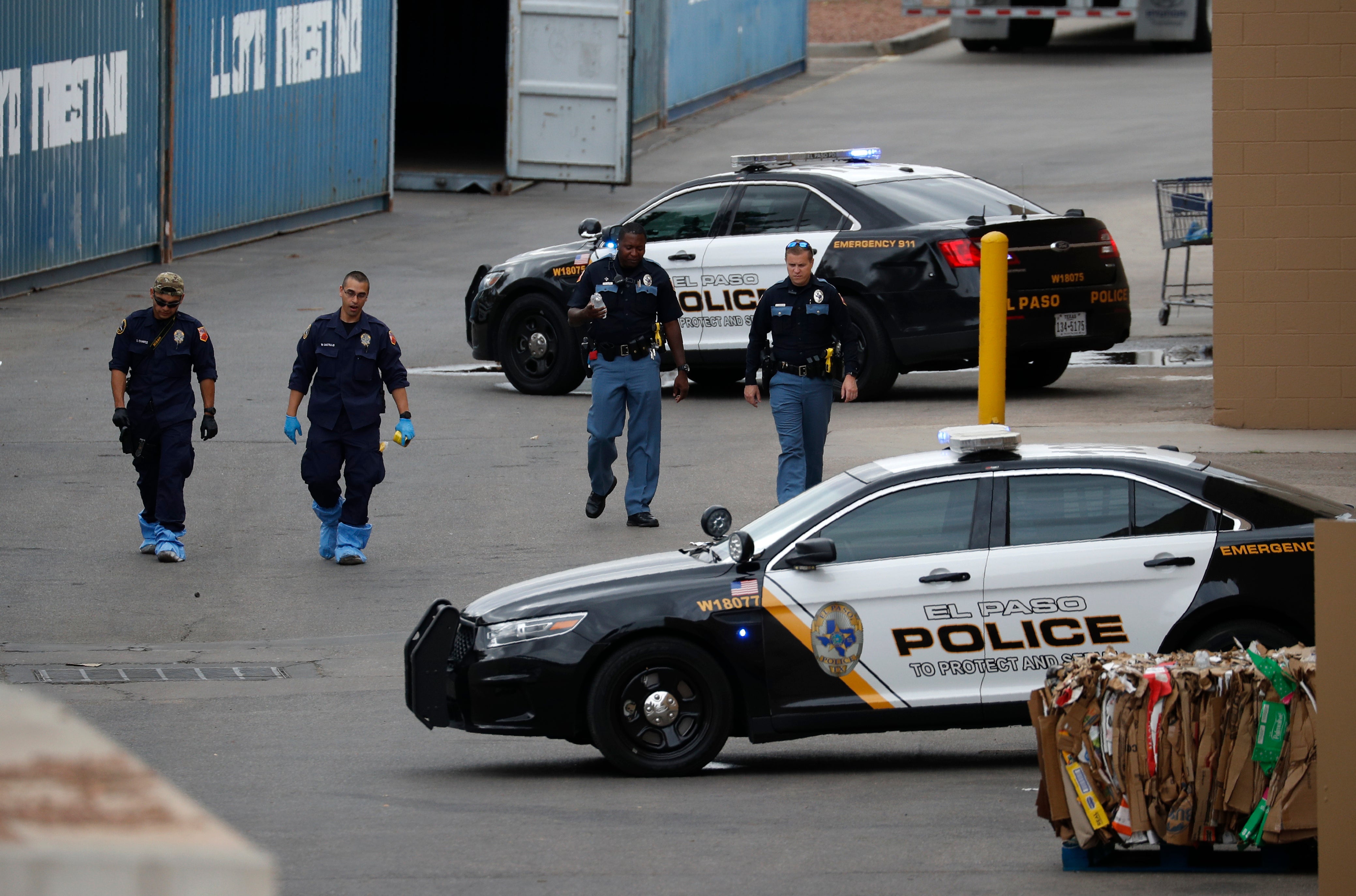 Police at the El Paso Walmart after Crusius’ rampage