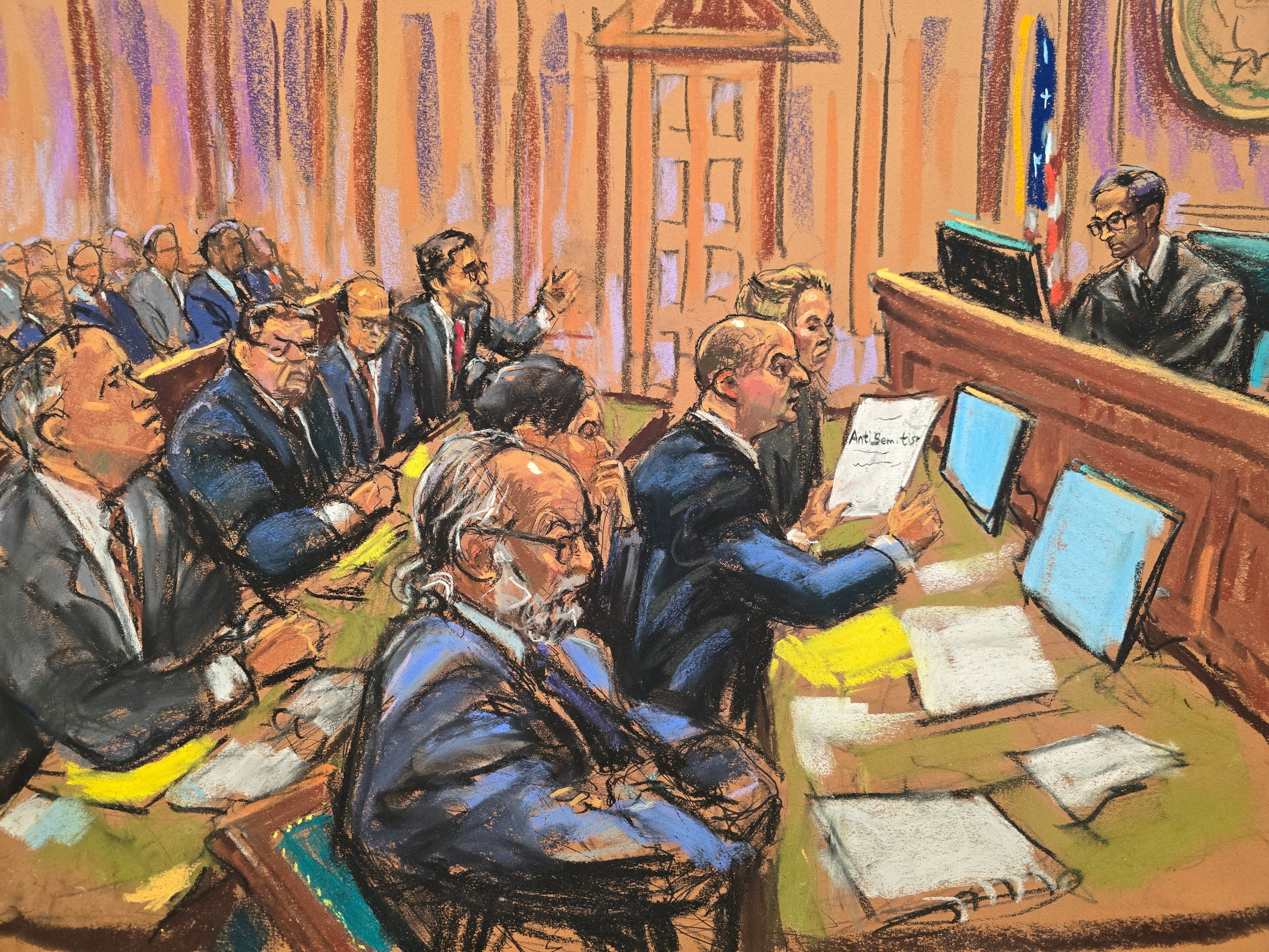 Lawyers for pro-Palestine student activists speak to Judge Arun Subramanian in a hearing on March 25 over House Republicans’ demands for disciplinary records from Columbia University