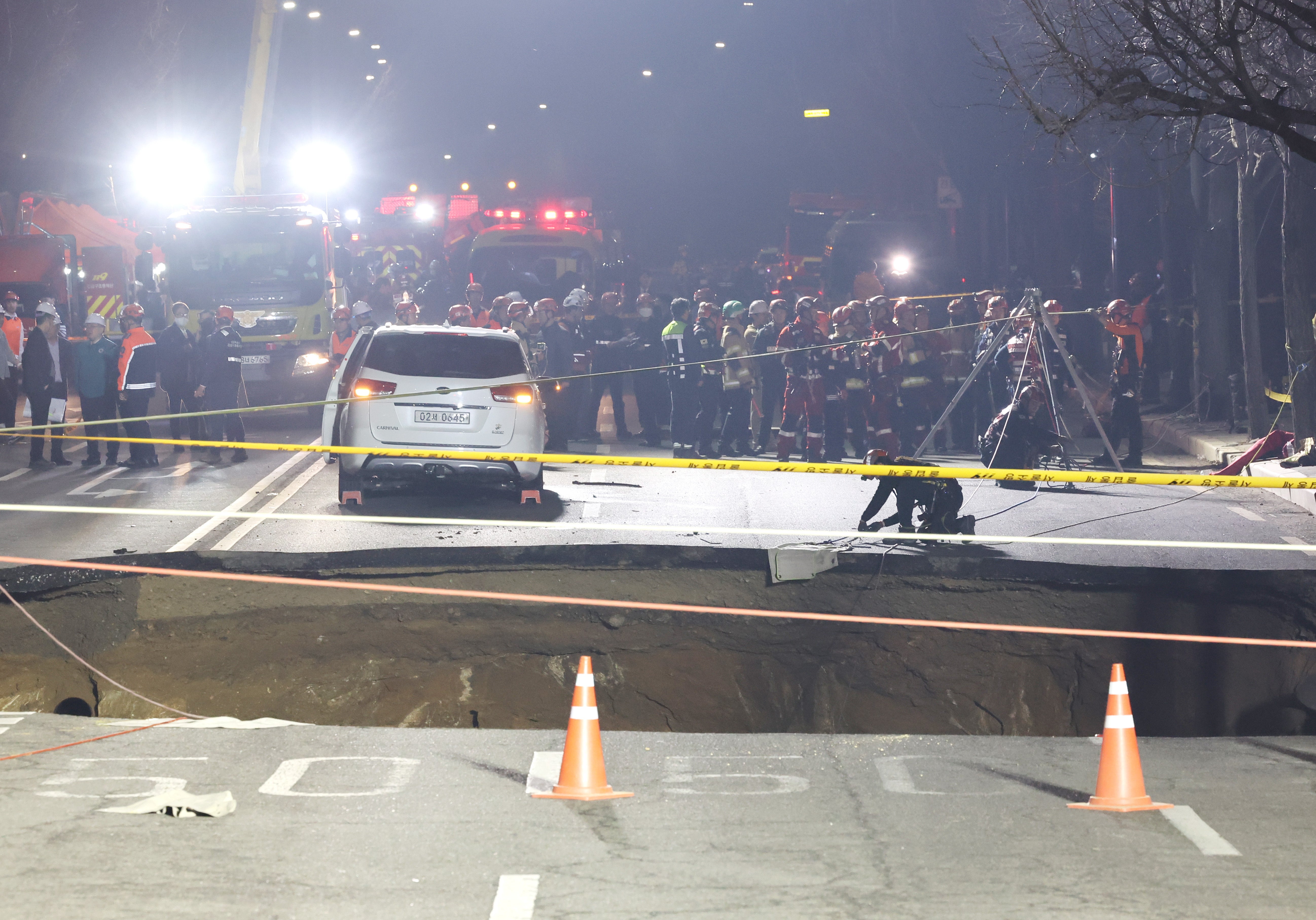 Rescuers in Seoul race to search for motorcyclist after he got swallowed in a sinkhole on Monday, 24 March 2025