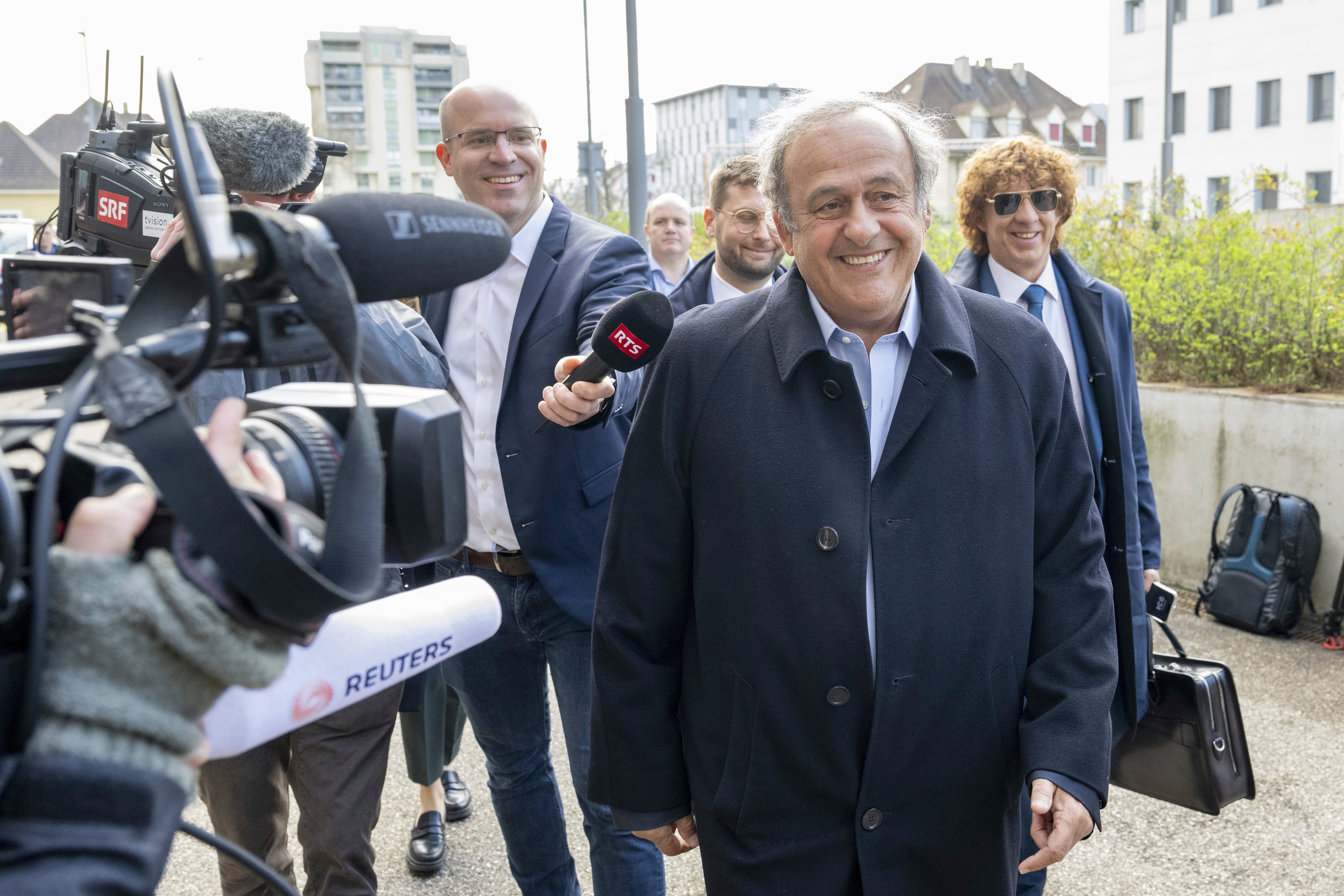 Former Uefa President, Michel Platini, arriving to the verdict at the special appeals court, in Muttenz, Switzerland