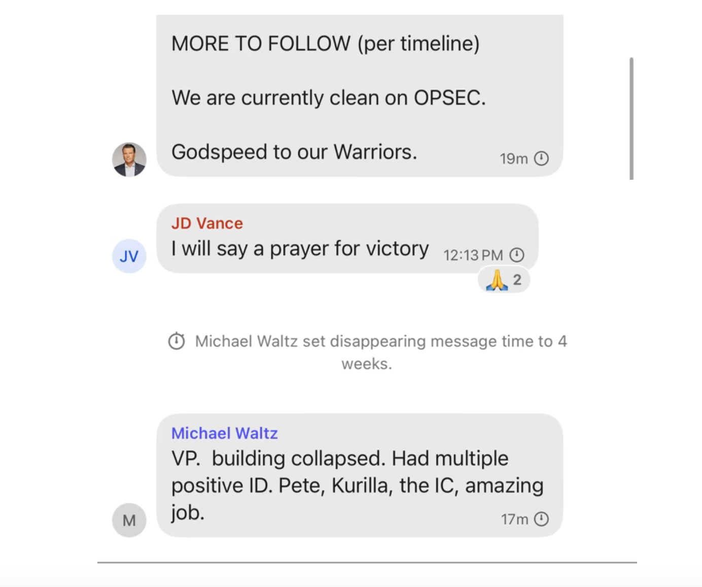 Vice-President J.D. Vance was in the chat and replied to Hegseth and others about the plans. National Security Adviser Mike Waltz then sent real-time intelligence confirming the target building had collapsed