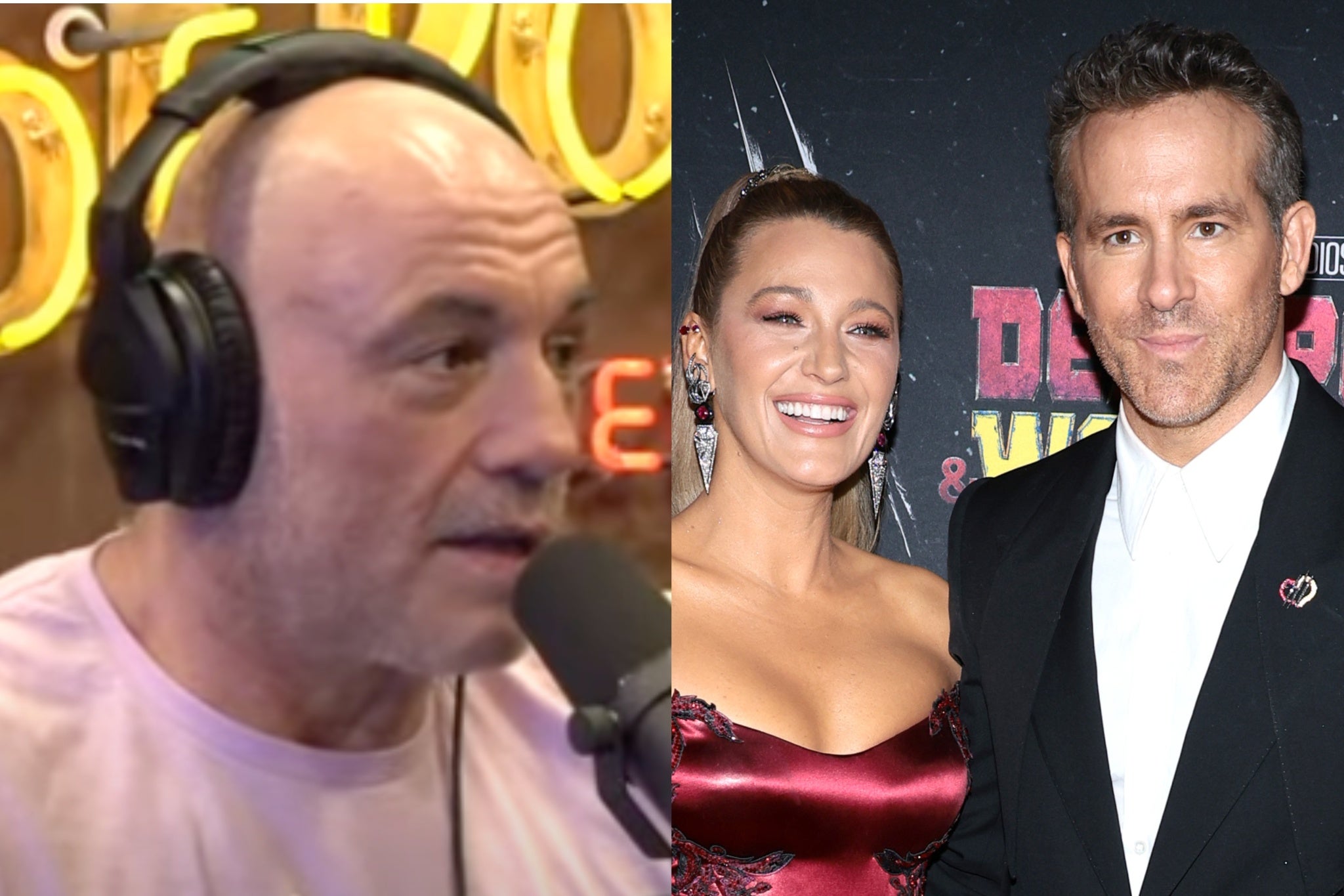 Joe Rogan (left) claims Ryan Reynolds and Blake Lively ‘f***ed up’ by suing Justin Baldoni
