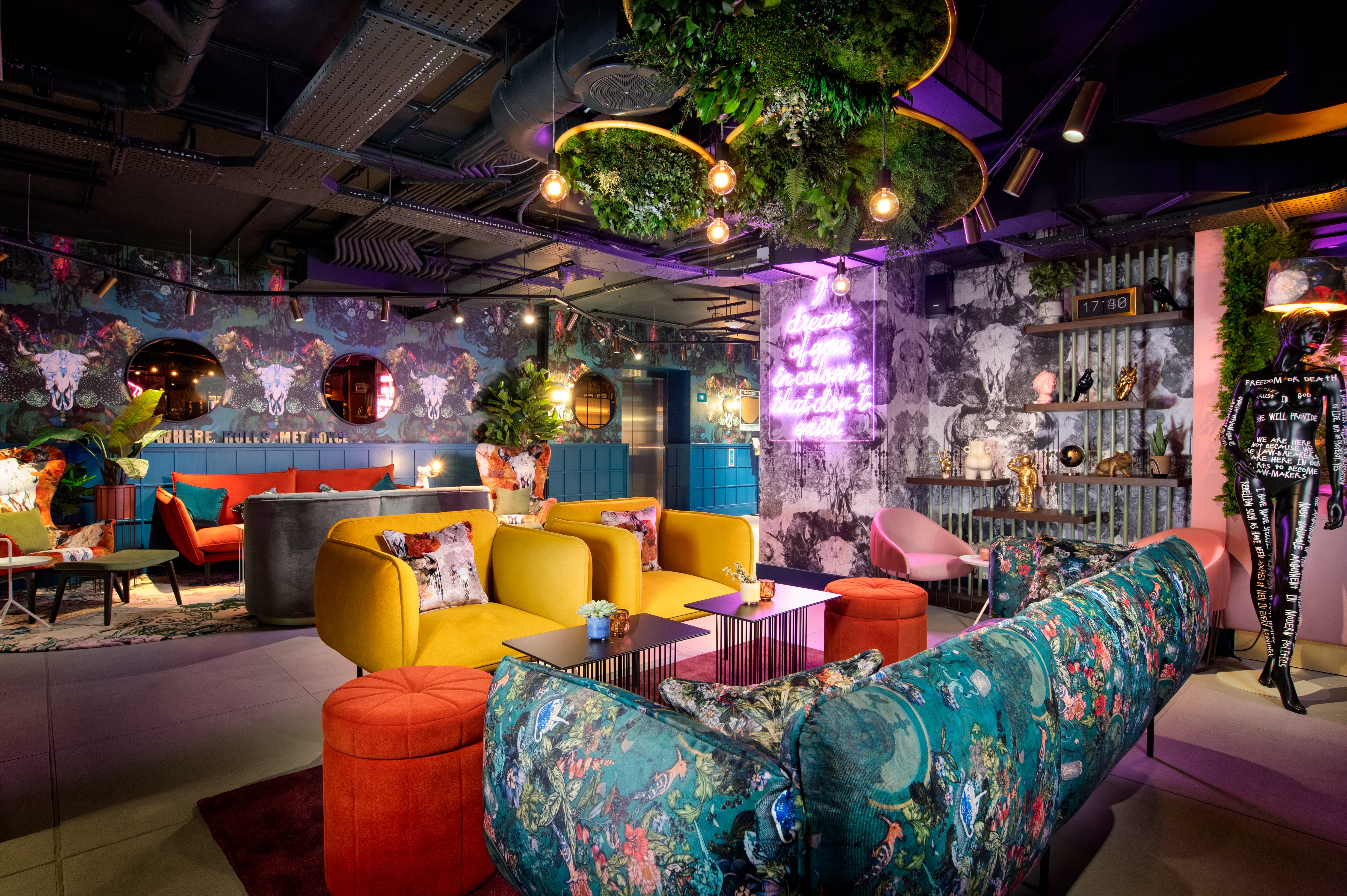 Yotel’s colourful bar serves cocktails and small plates