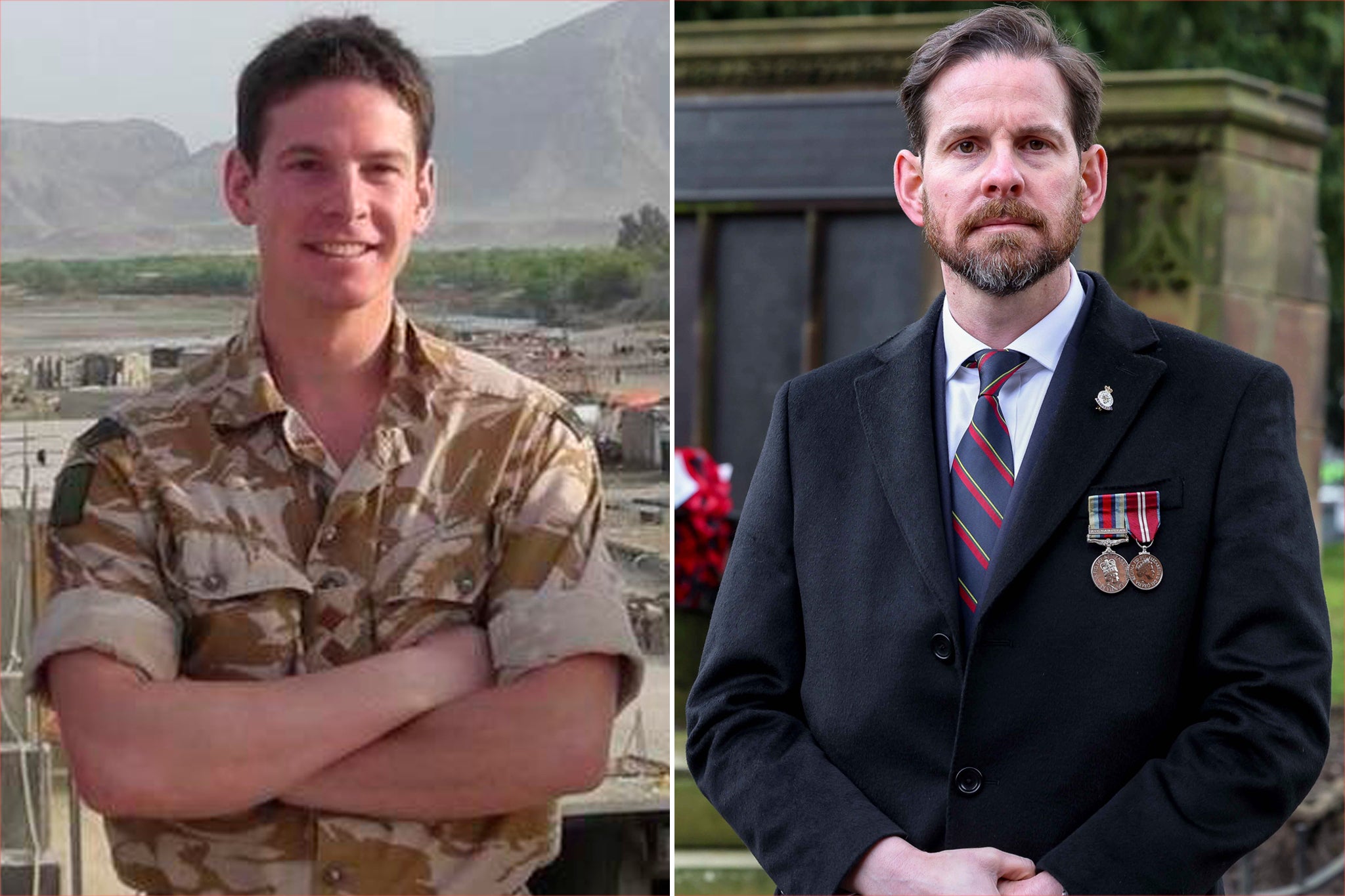 Alexander Ballinger MP and in his days as a Royal Marine (left)