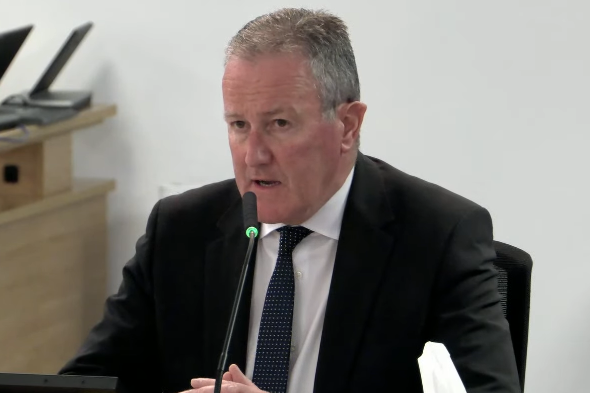 Stormont’s former finance minister Conor Murphy giving evidence to the inquiry in London on Wednesday (UK Covid-19 Inquiry/PA)