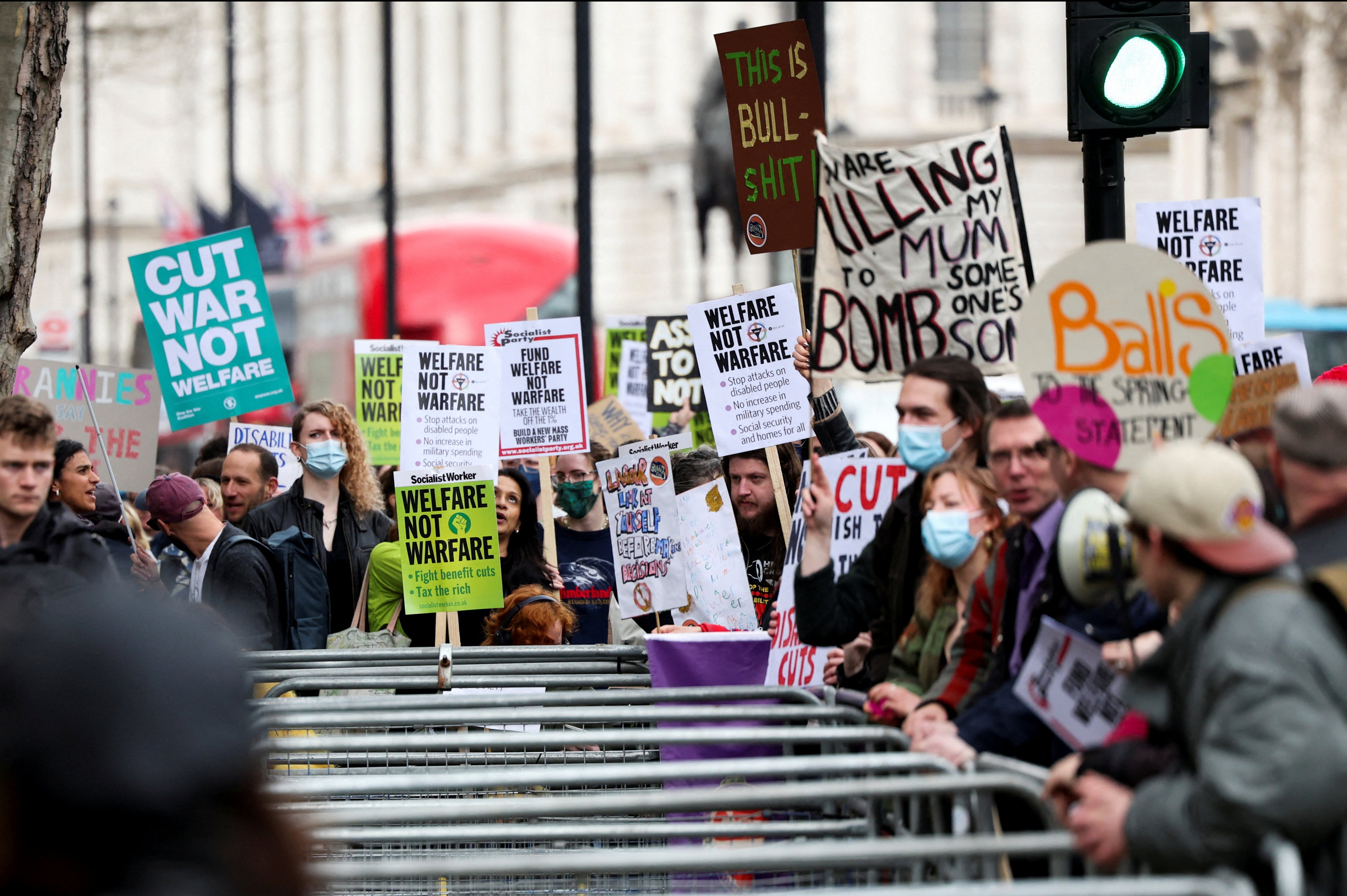 Protesters gather in London to demonstrate against Labour’s proposed welfare cuts, March 2025