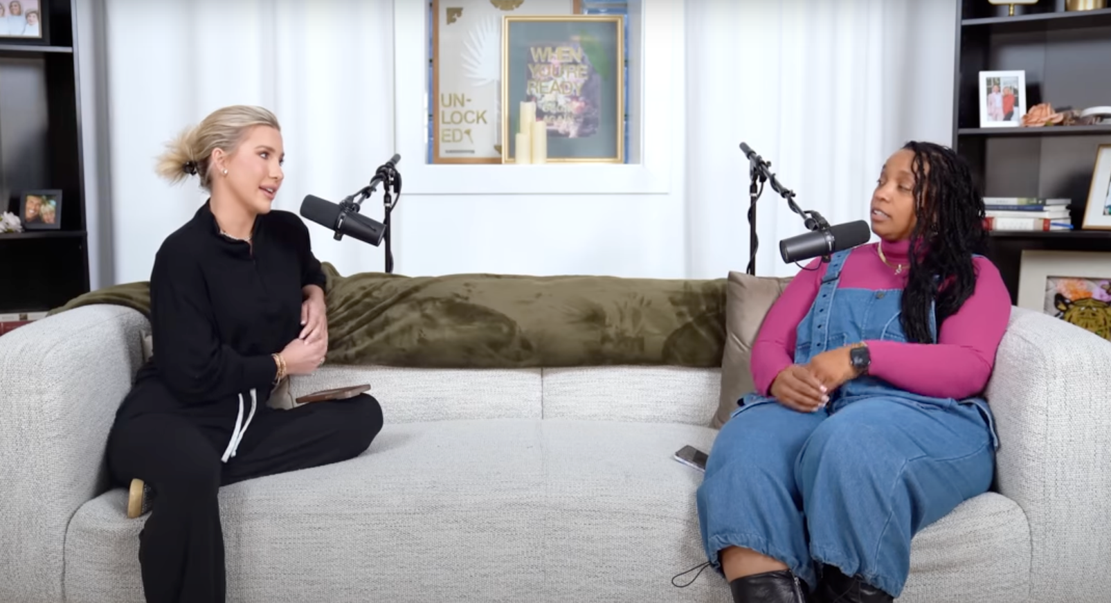 Savannah Chrisley (left) speaking to Sharita Mona on her Unlocked podcast