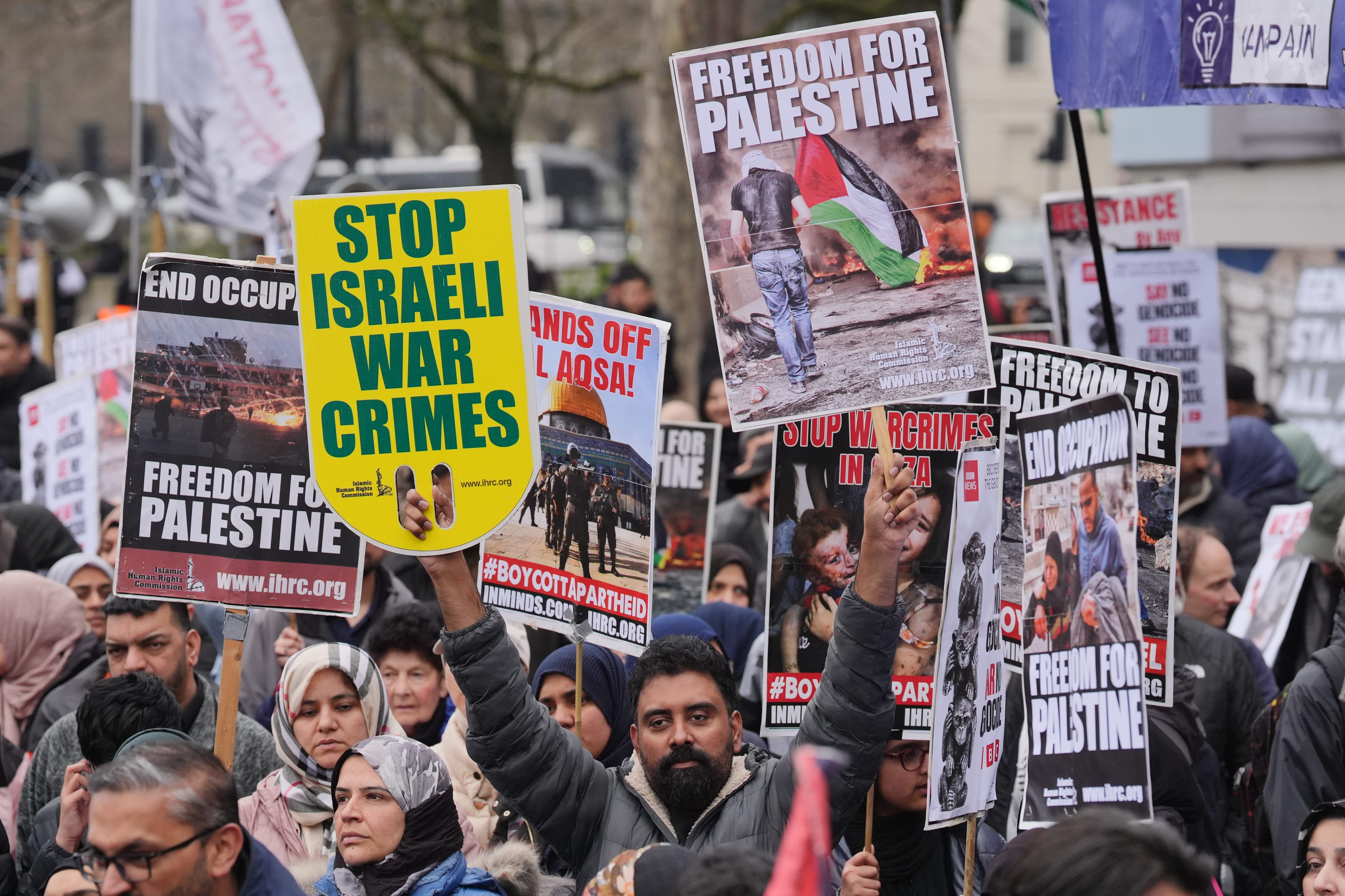 Pro-Palestine protesters in central London (Jonathan Brady/PA)