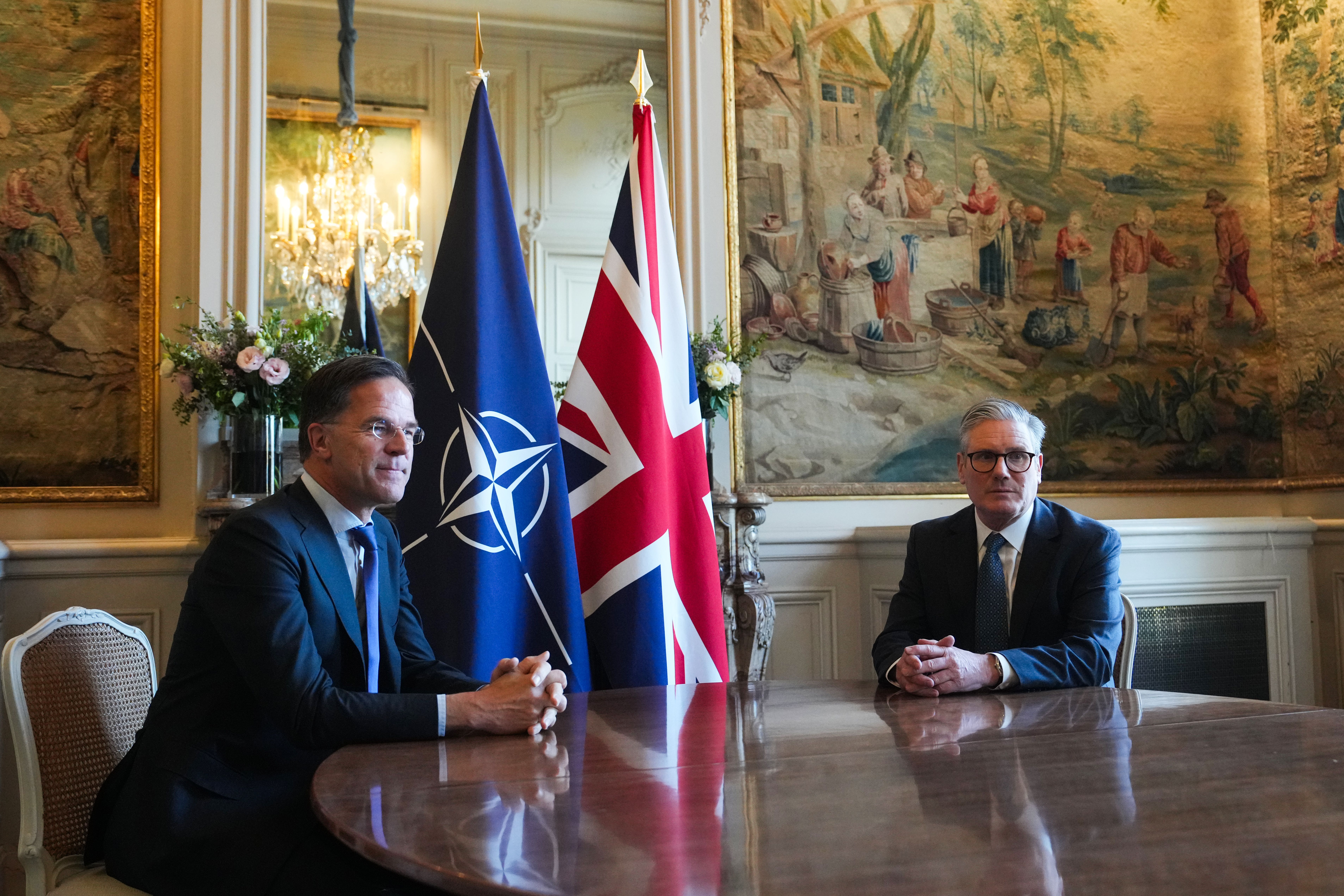 Prime Minister Sir Keir Starmer (right) meeting Nato secretary-general Mark Rutte for bilateral talks at the British residence in Paris (Dimitar Dilkoff/PA)