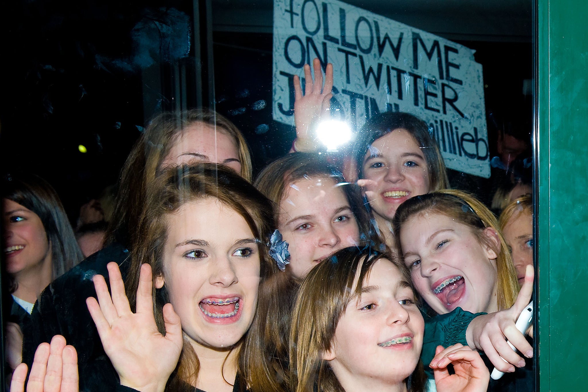 Brace yourselves: screaming Beliebers gather outside a Pennsylvania radio station in March 2010