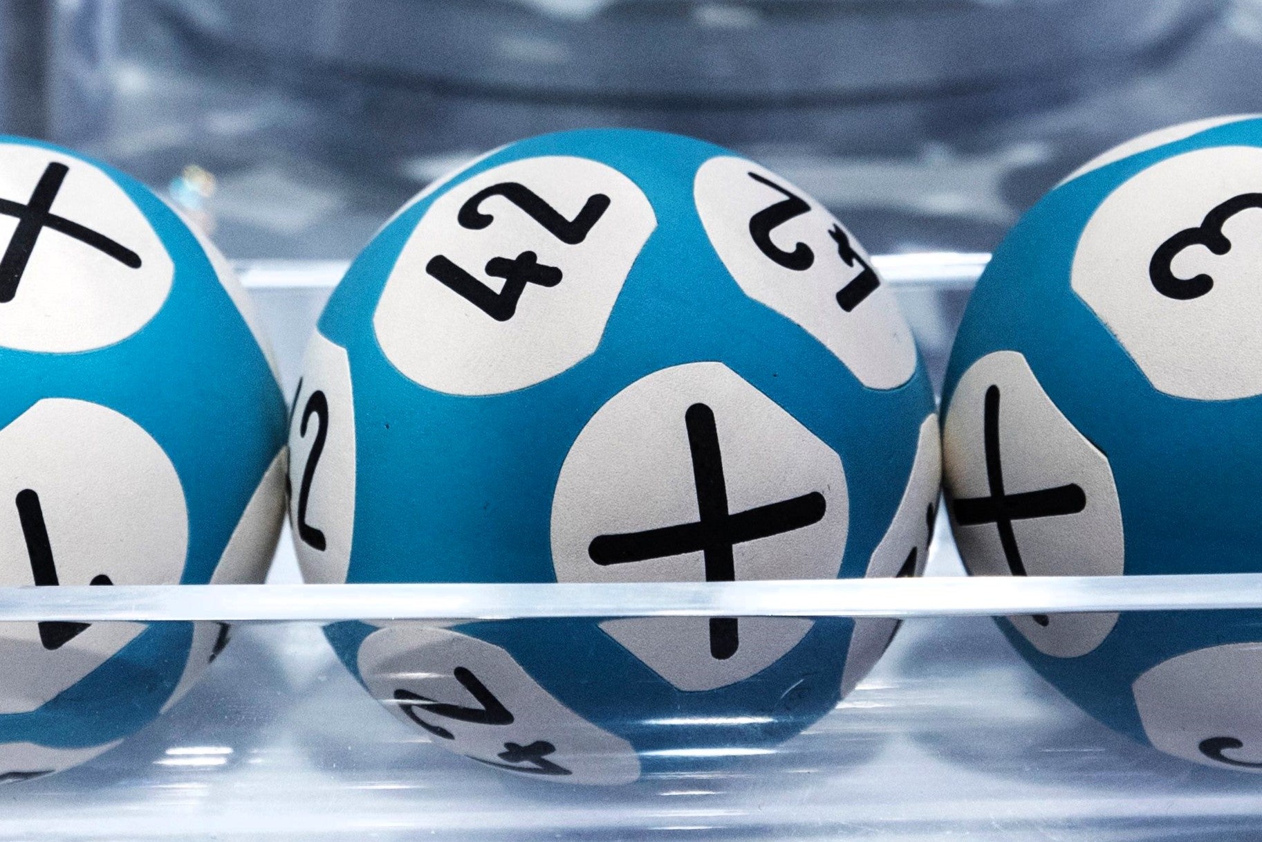 Lottery balls used for the Loto Lottery in Boulogne, France, 9 April, 2018