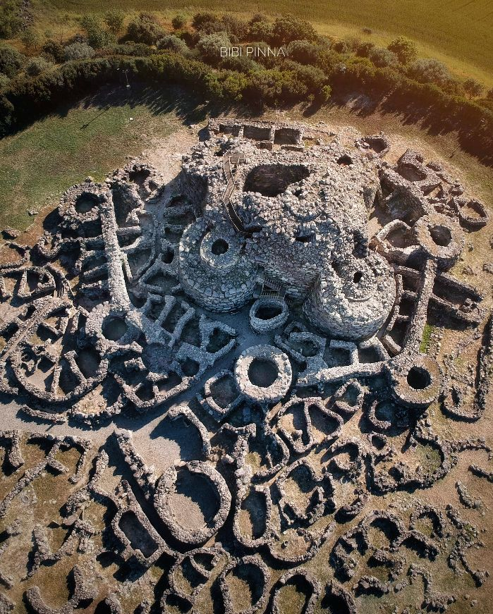 The ruins of a prehistoric skyscraper: New research is revealing how Cornish tin appears to have boosted a long-lost Bronze Age Mediterranean civilization. This aerial photo shows that civilization's remarkable Nuragic complex at Barumini in Sardinia