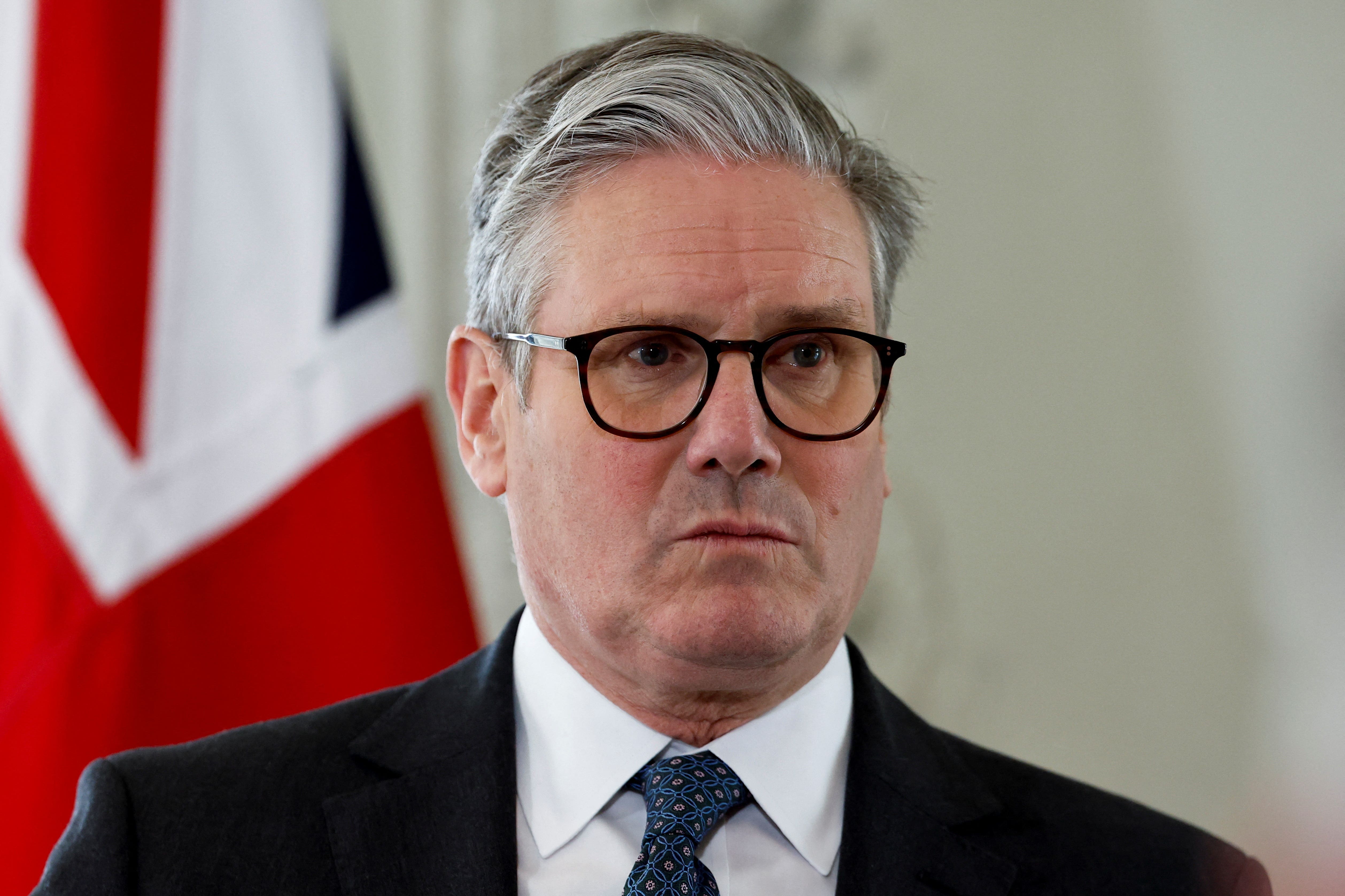 Prime minister Keir Starmer addresses a press conference at the British Residence in Paris