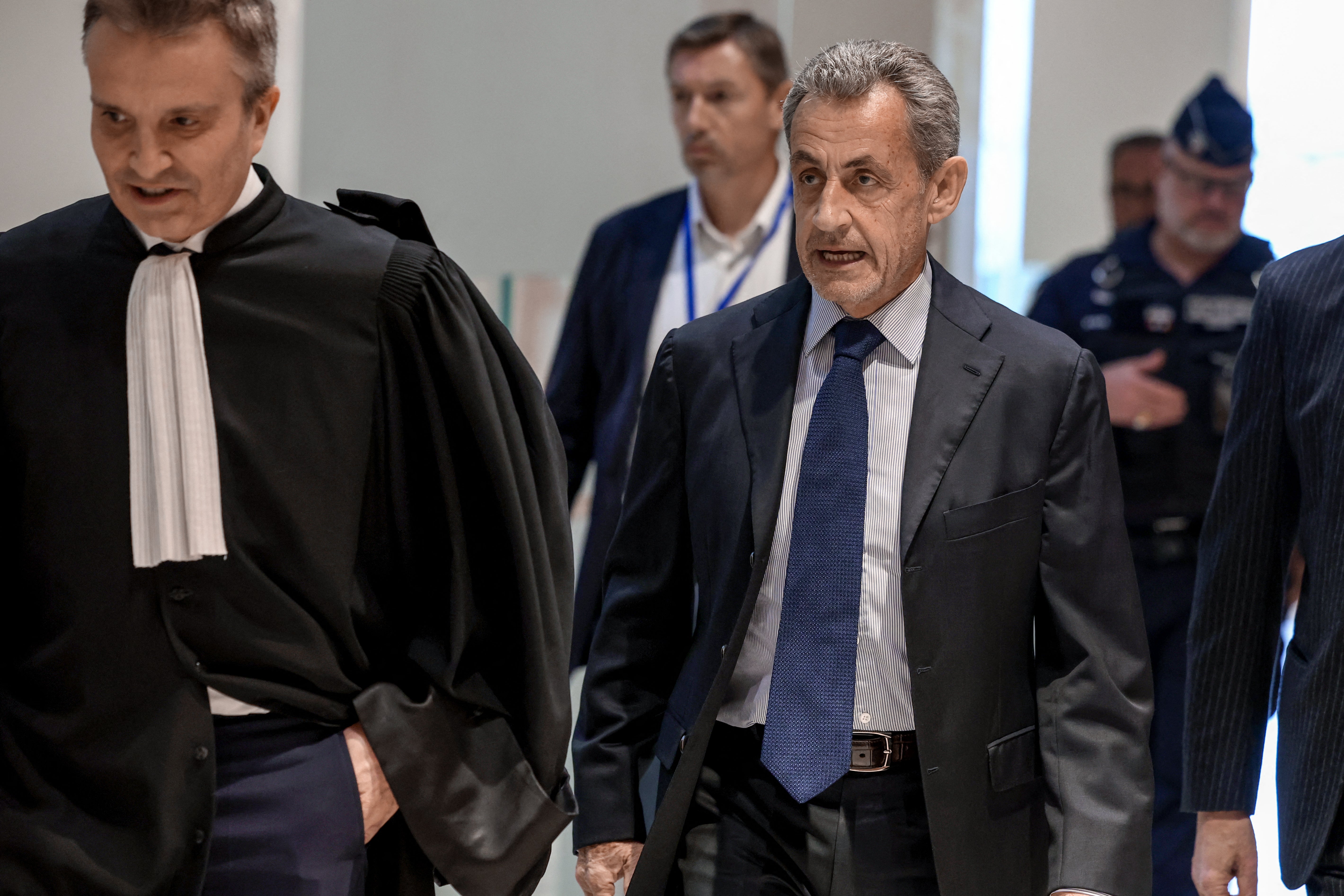 Sarkozy arrives at the court in Paris during his trial earlier this year