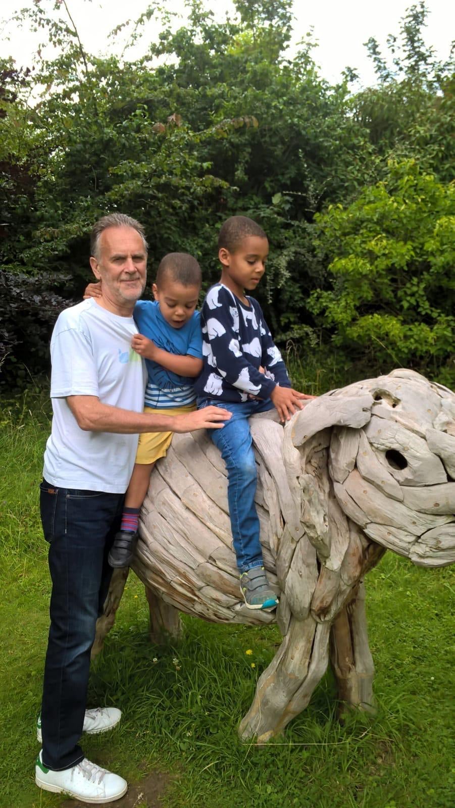 Jonathan with his two children - Richard (left) and Dominic (right)