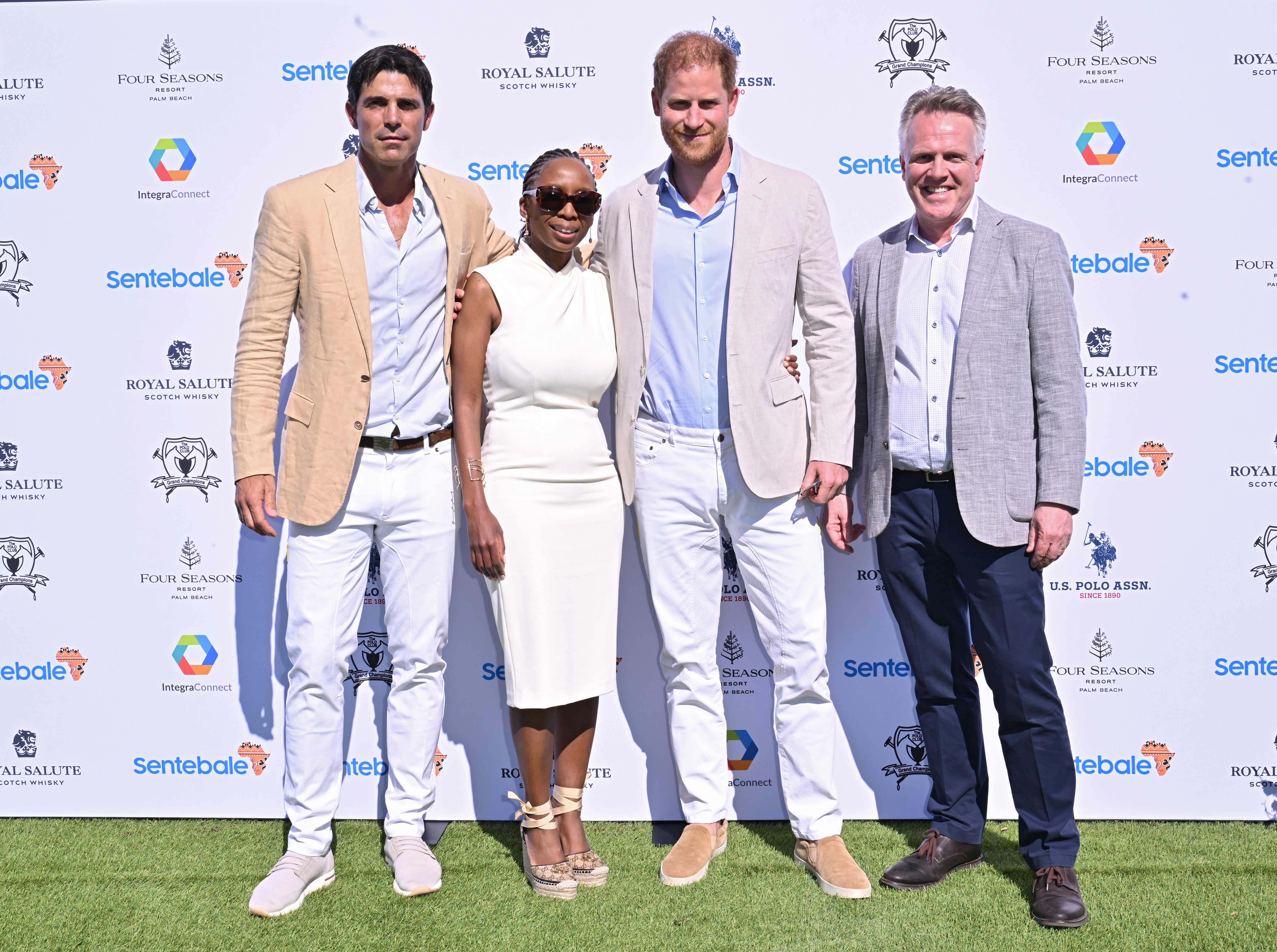 Polo player Nacho Figueras, Sophie Chandauka, Prince Harry and Richard Miller, Sentebale chief executive