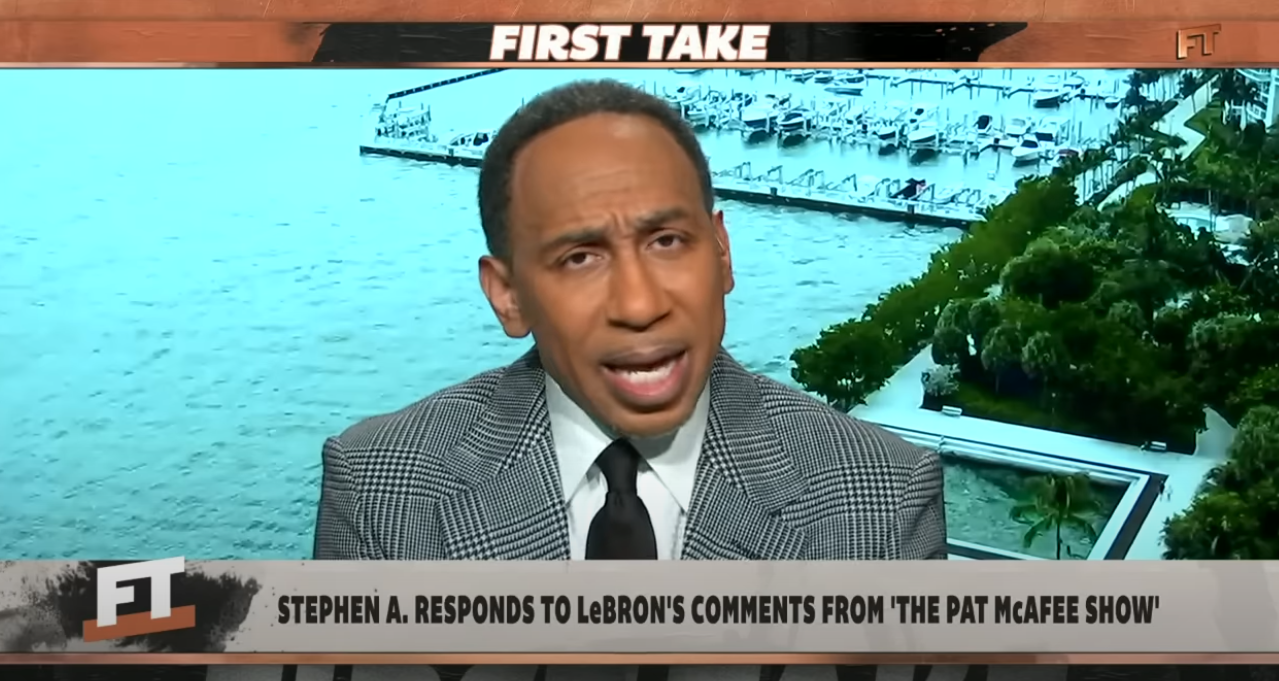 Stephen A. Smith rails against LeBron James' recent interview with fellow ESPN host Pat McAfee and falsely accuses the NBA great of skipping Kobe Bryant's memorial service.