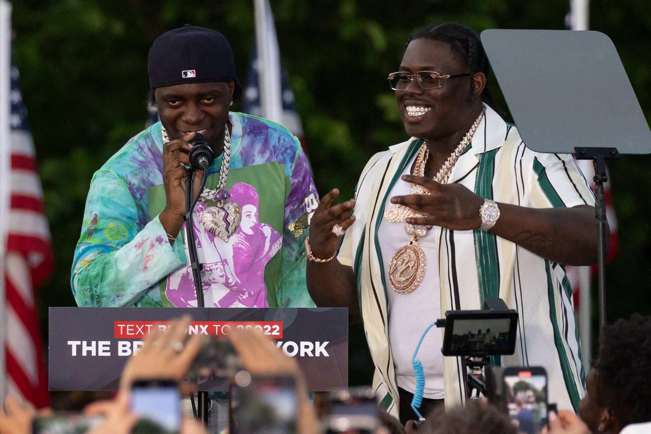 Rappers Chef G (right) and Sleepy Hallow were both facing charges at the time of the 2024 rally in the Bronx