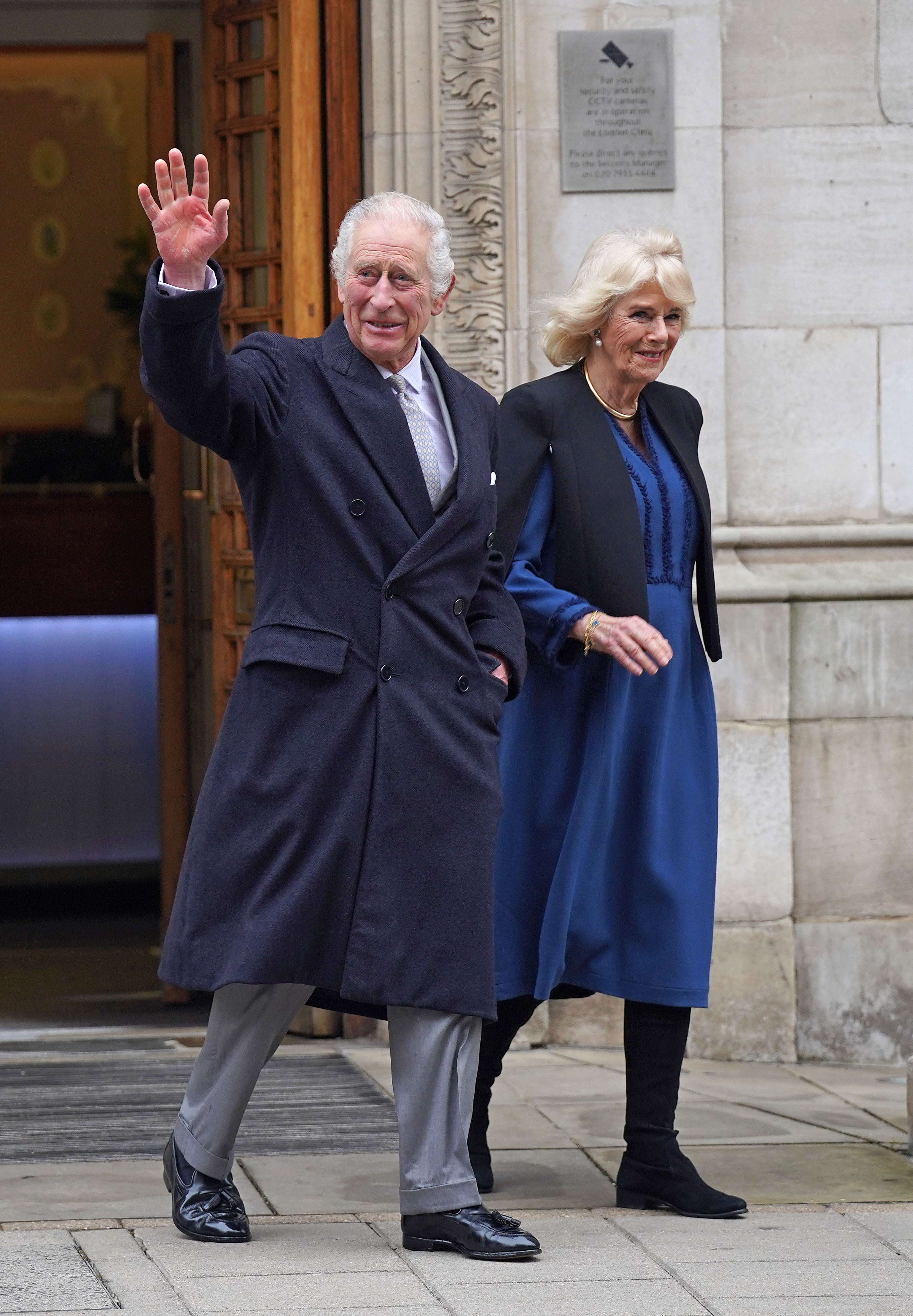 Charles and Camilla departing The London Clinic in January 2024