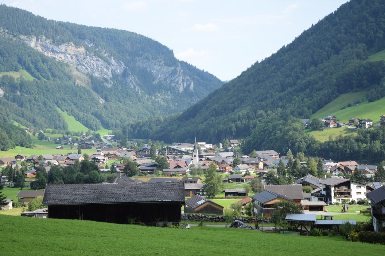The neighbouring village of Schoppernau has a similar style of wooden houses nestled in the valley