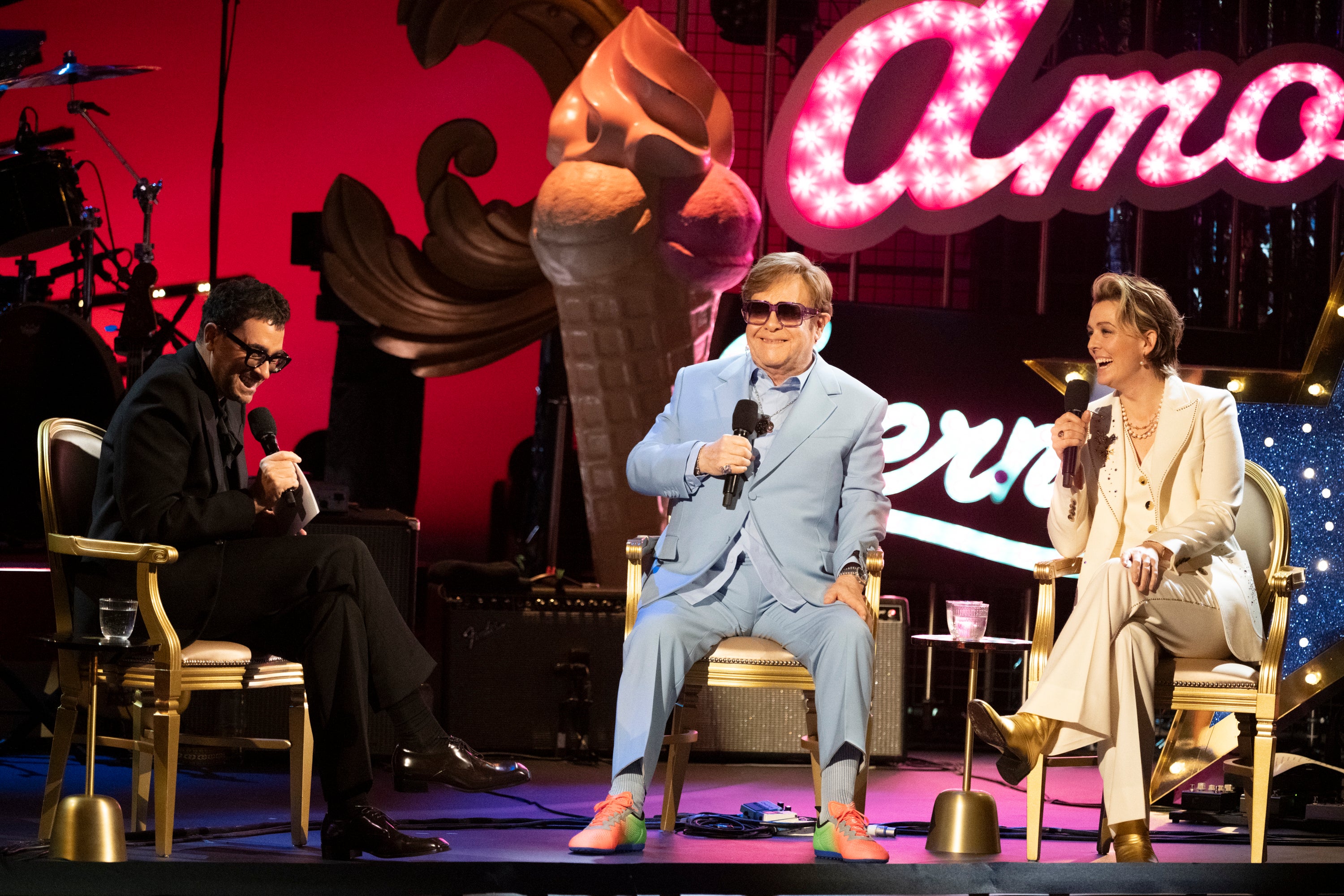 Elton John and Brandi Carlile spoke with their friend, 'Schitt's Creek' star Dan Levy, about the making of their new album