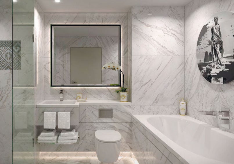 The bathroom in the Aykon London One apartment