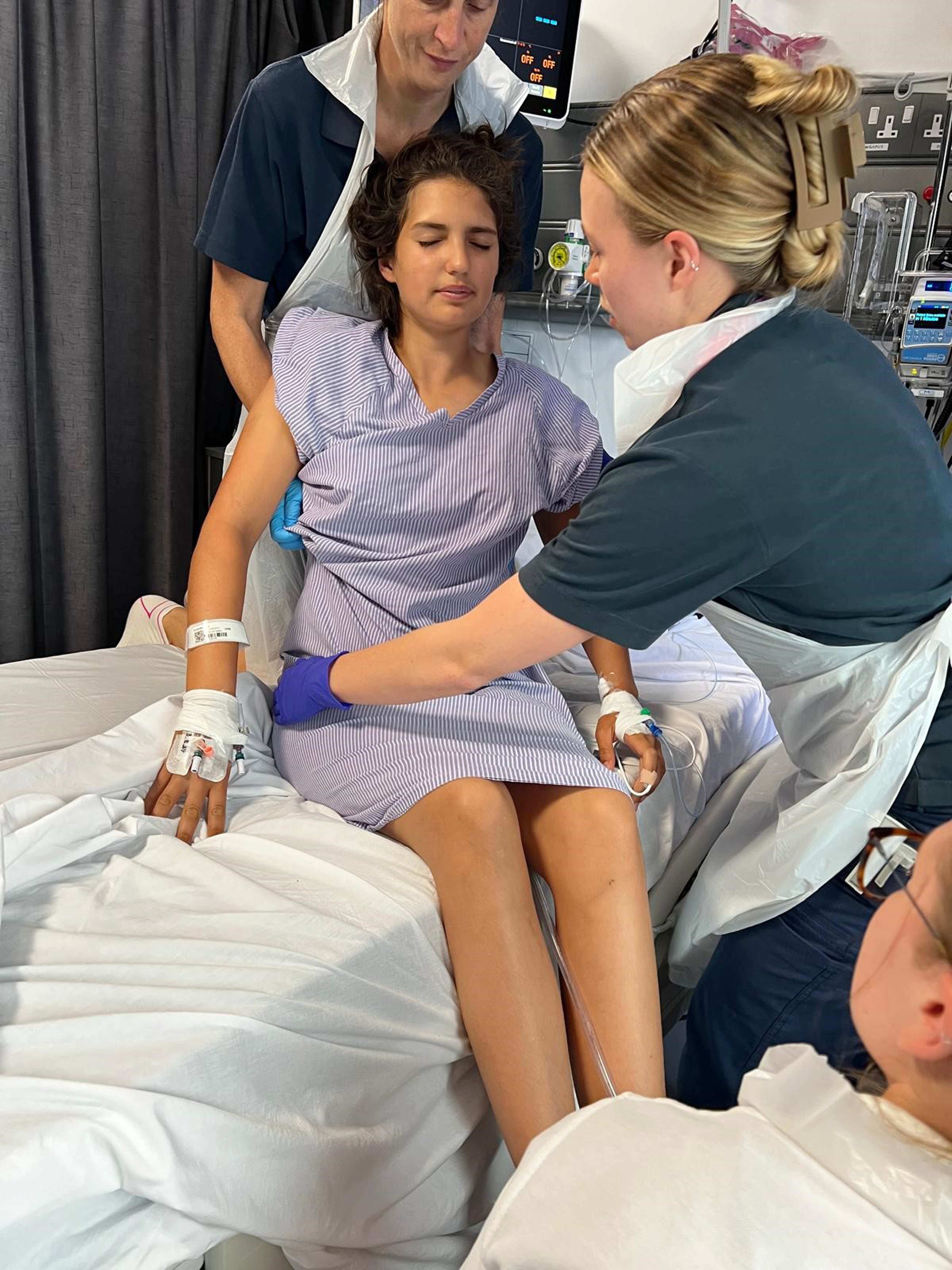 Aliza Rae AliKhan being treated in hospital