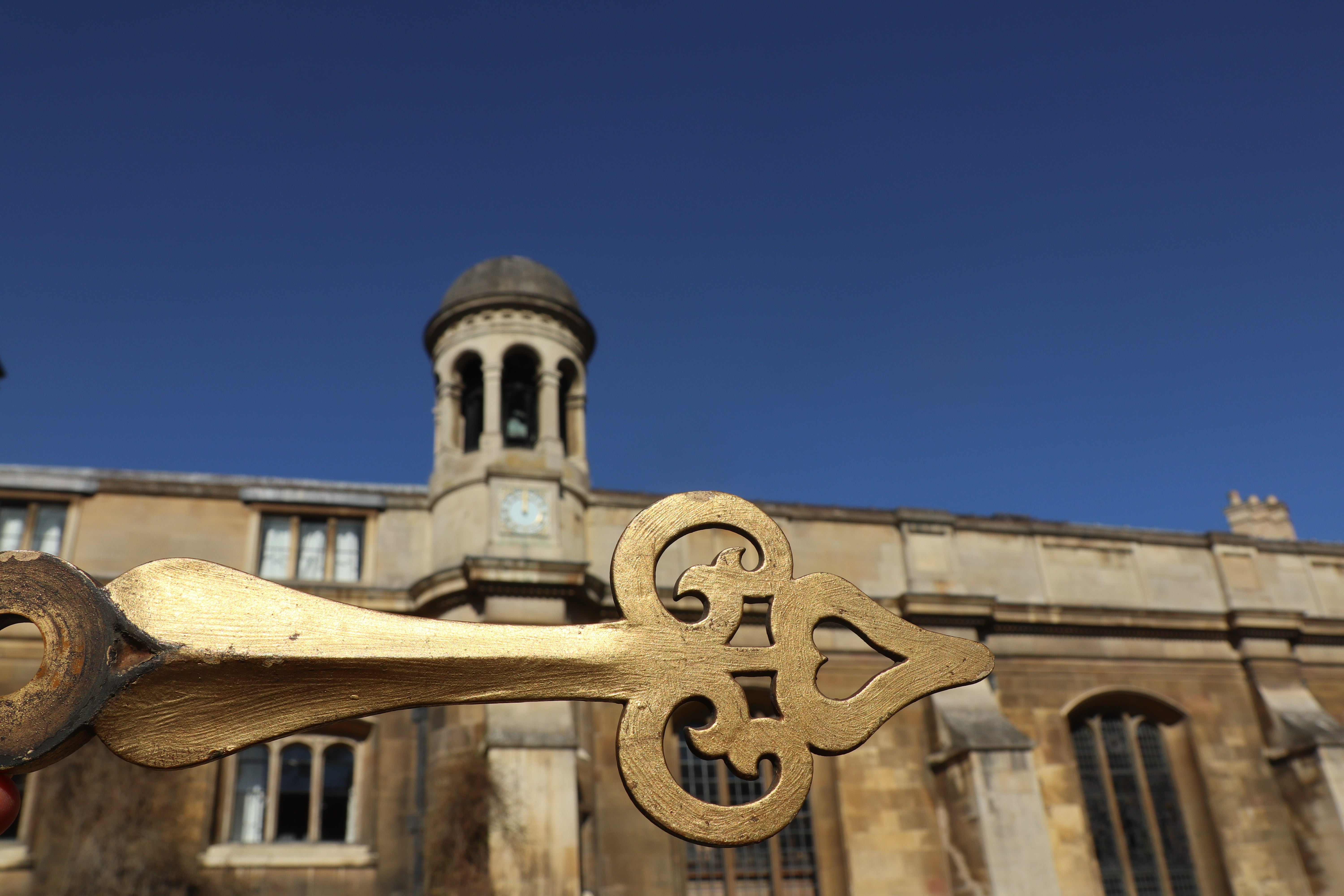 The missing hour hand of the chapel clock at Gonville and Caius College, Cambridge has been returned around 100 years after it was taken in a student prank. (Gonville and Caius College/ PA)