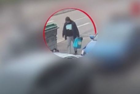 CCTV footage showed the man carrying a bag for life down Bury New Road in Prestwich, visibly struggling and seen passing the bag between his hands and taking time to rest