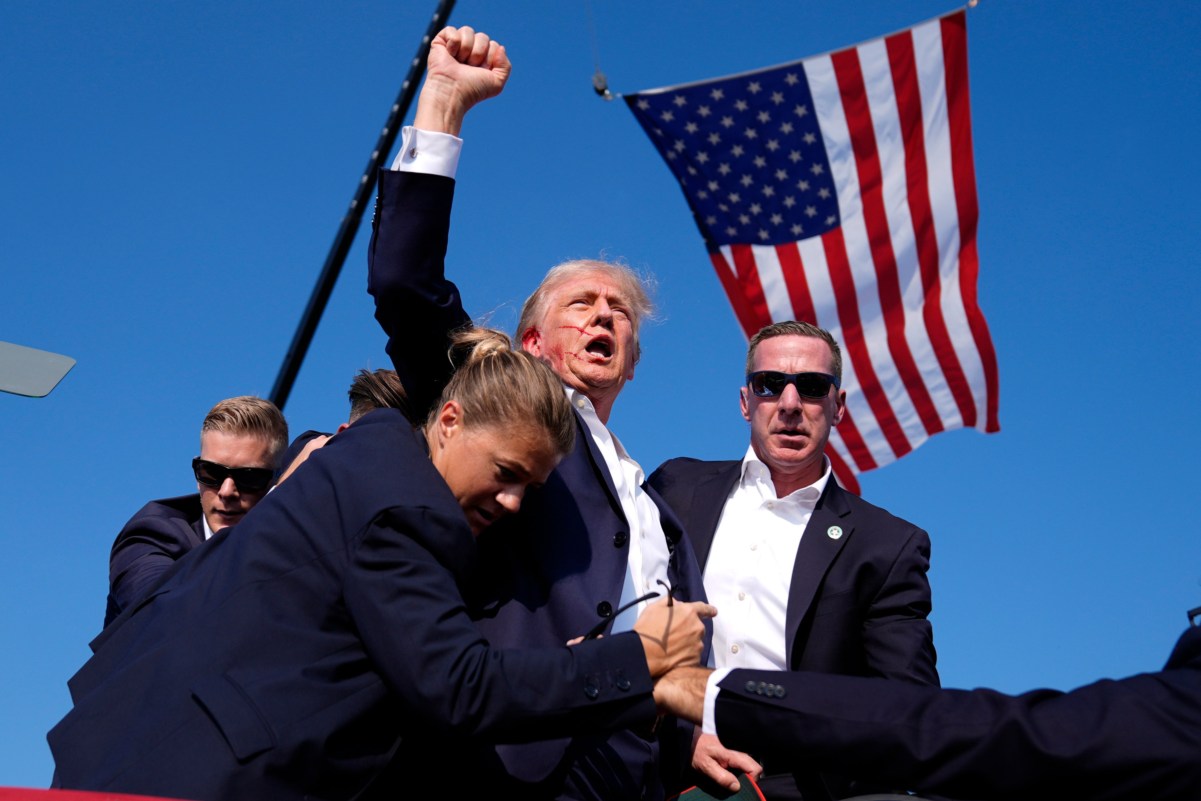 Trump’s reaction after surviving the first assassination attempt against him during the race for the White House became a defining image of the campaign