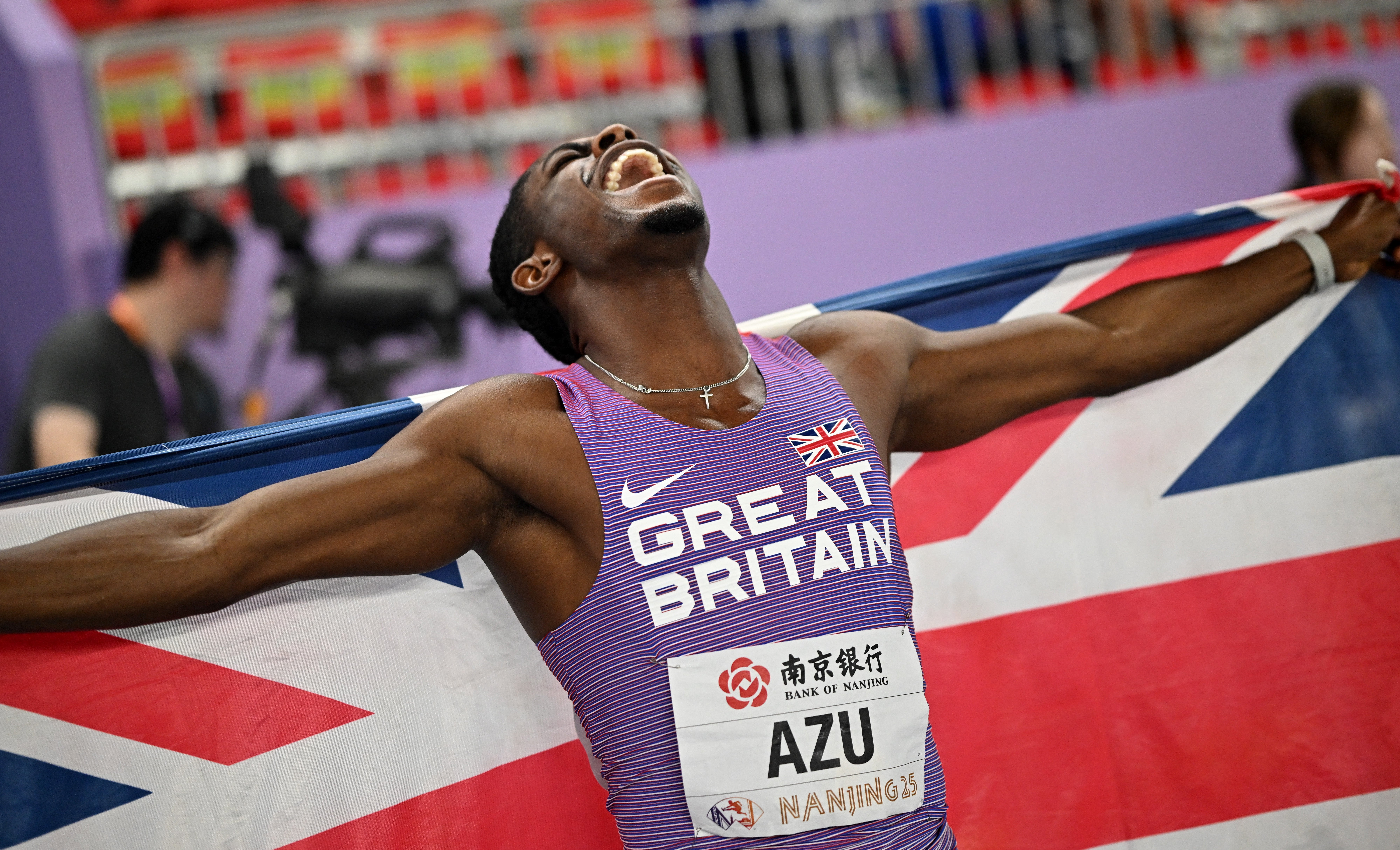 Jeremiah Azu won his first global title by taking 60m gold at the World Athletics Indoor Championships earlier this year