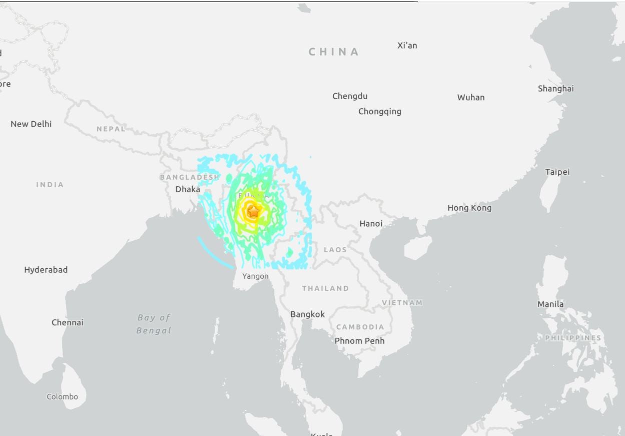 Impacted area of the massive 7.7 earthquake