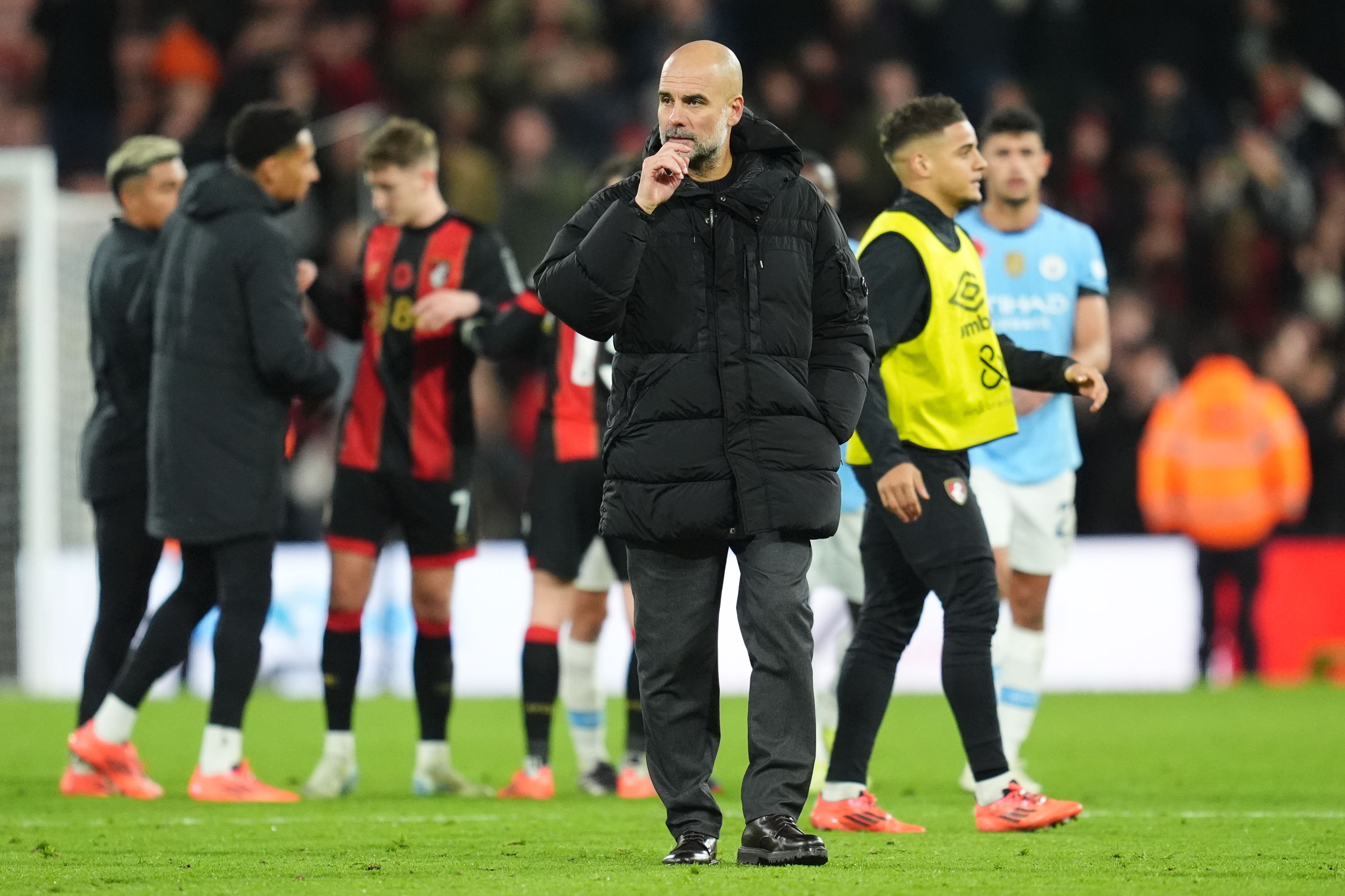 Pep Guardiola’s side were beaten at Bournemouth earlier in the season (Adam Davy/PA)