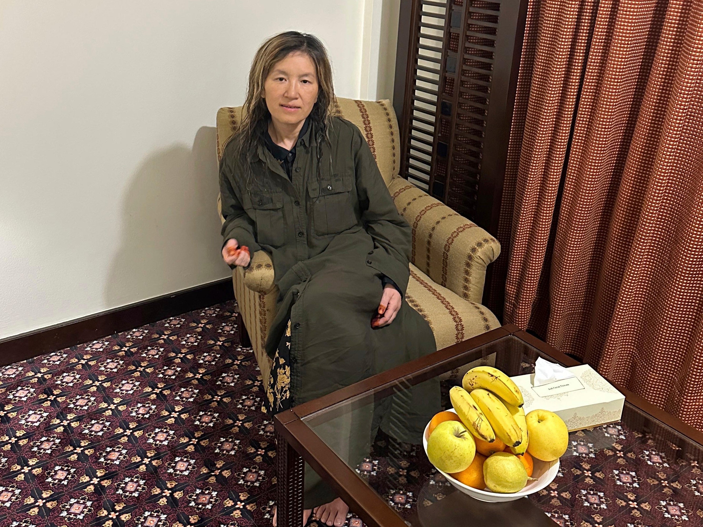 In this undated handout photo released by the Qatar Ministry of Foreign Affairs, American Faye Dail Hall is pictured after being released Thursday, March 27, 2025, by the Taliban in Kabul, Afghanistan. (Qatar Ministry of Foreign Affairs via AP)