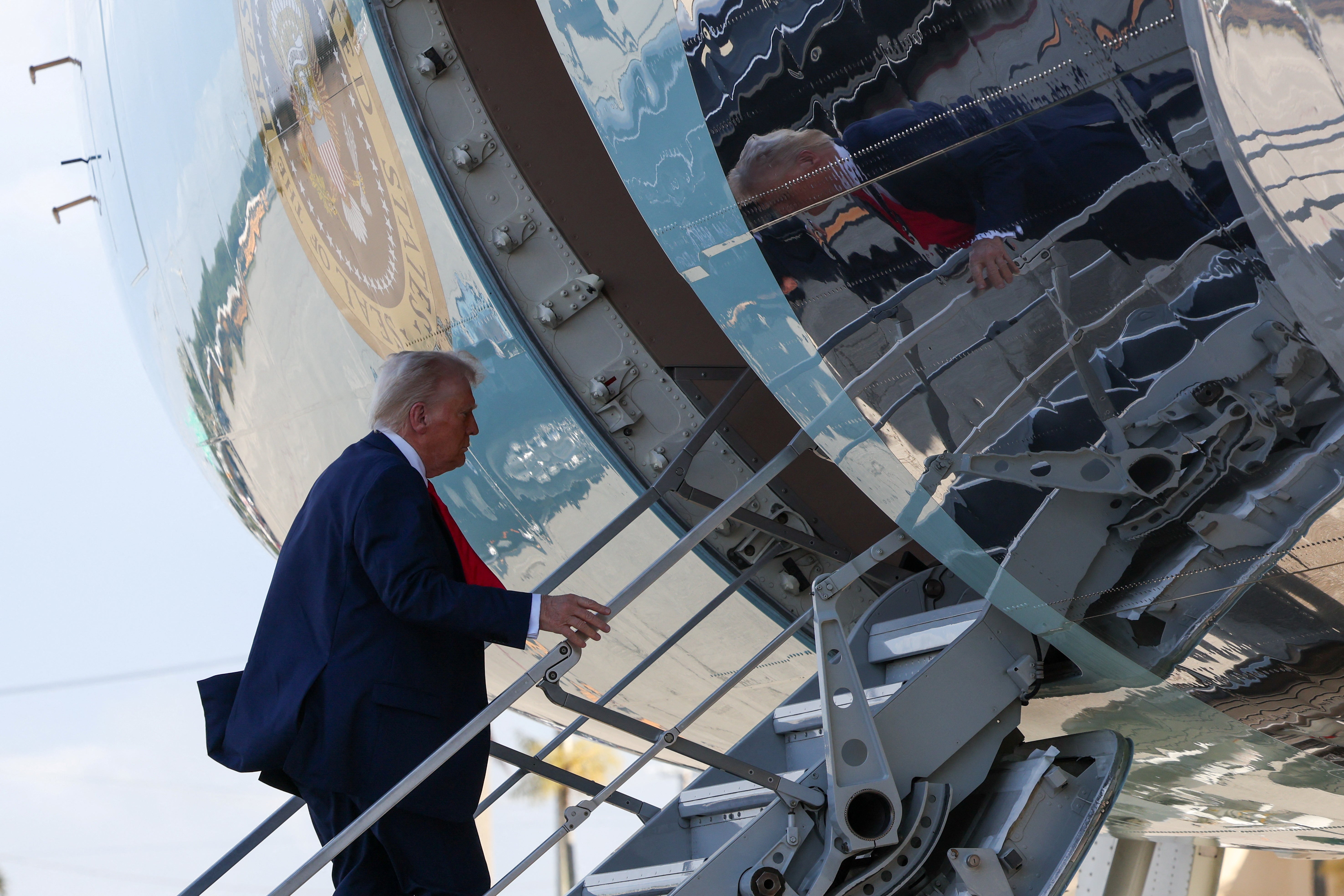 Trump departs for Washington, from West Palm Beach, Florida. He said many people were asking him to serve a third term but that he still had nearly four years of his second term to get through