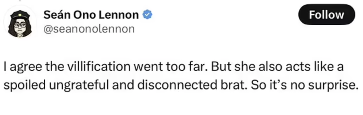 Sean Lennon hits out at ‘Snow White’ star Rachel Zegler in now-deleted post