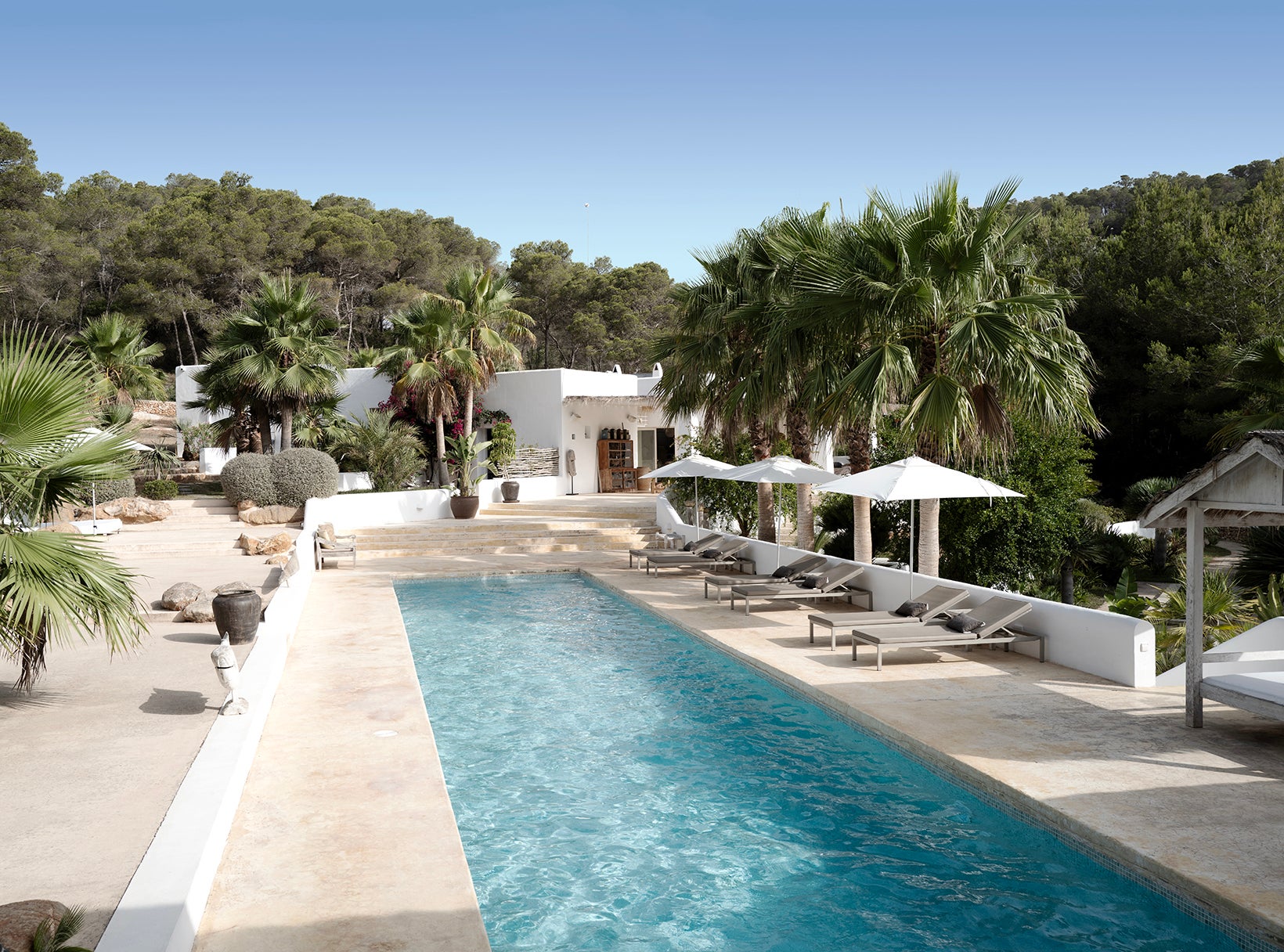 Cool off in Pure House’s 23-metre swimming pool after a day in bustling Ibiza Town