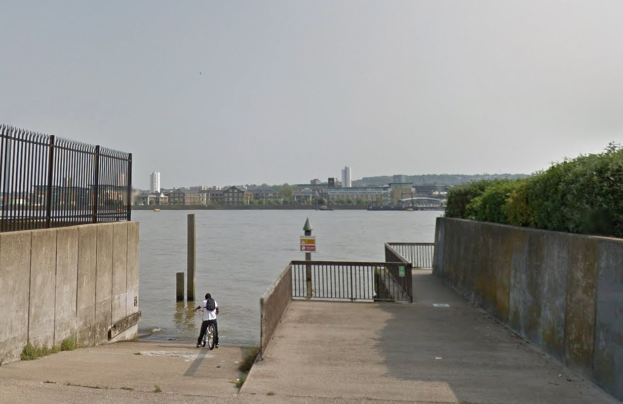 The girl entered the water close to the Woolwich Ferry in east London