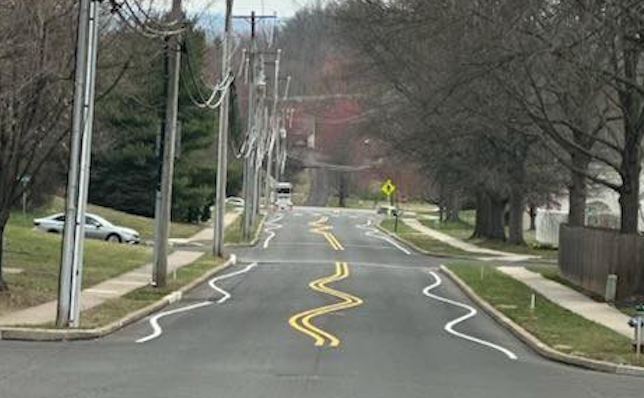 Officials in Montgomery Township, Pennsylvania, have painted wavy road lines in an effort to slow speeding drivers
