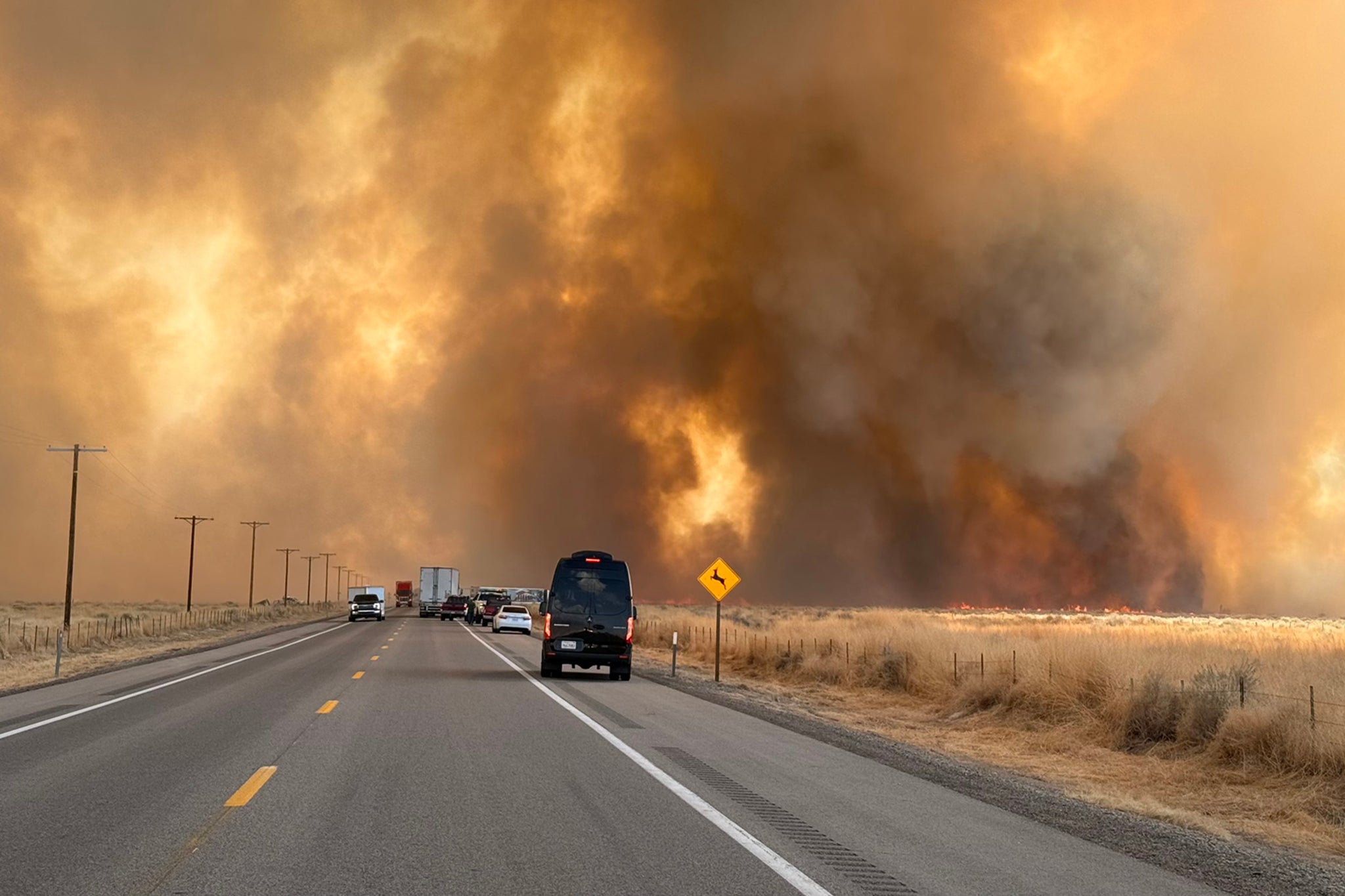 A wildfire in California