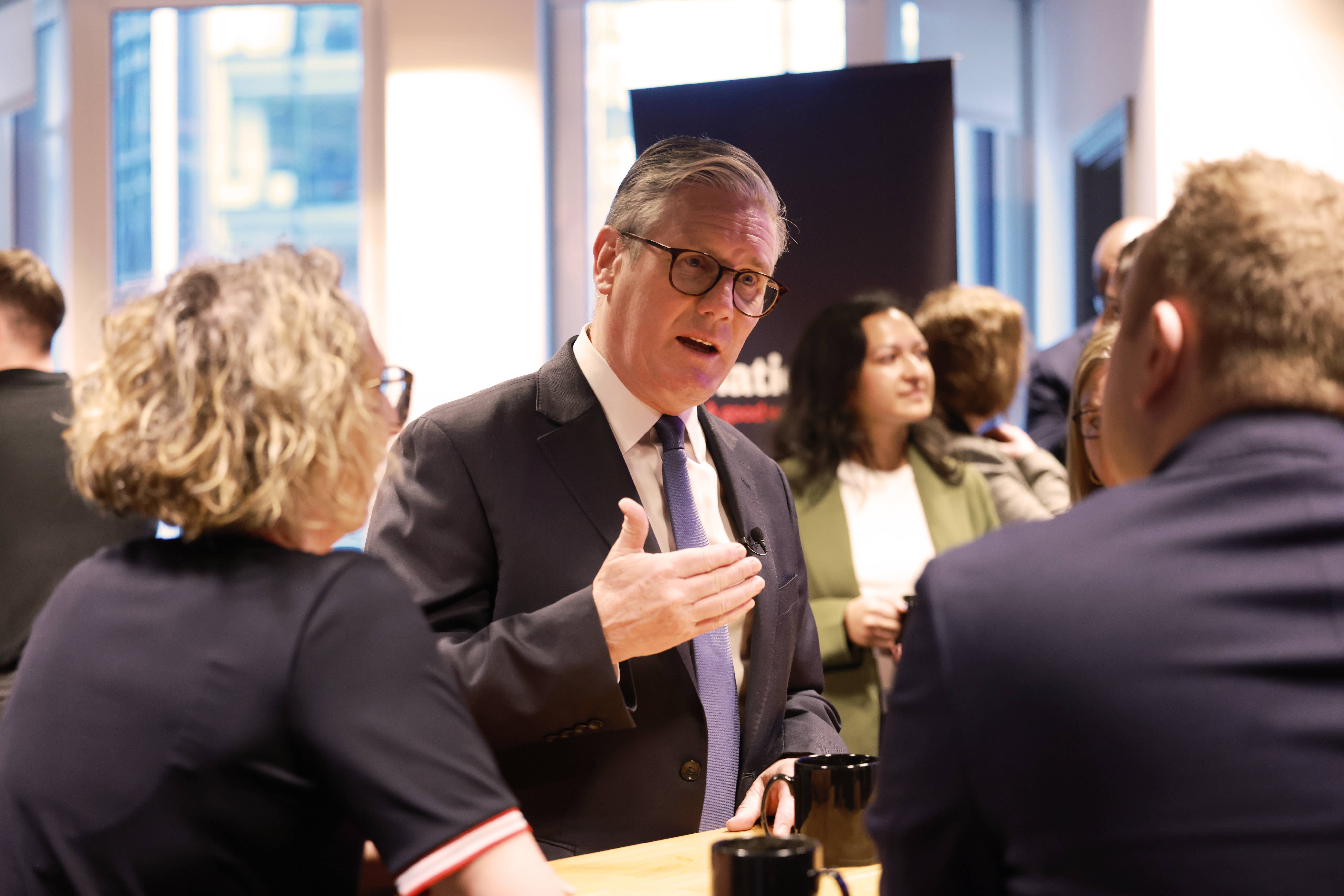 Prime Minister Sir Keir Starmer during a visit to Nationwide Building Society in the City of London (Ian Vogler/Daily Mirror/PA)